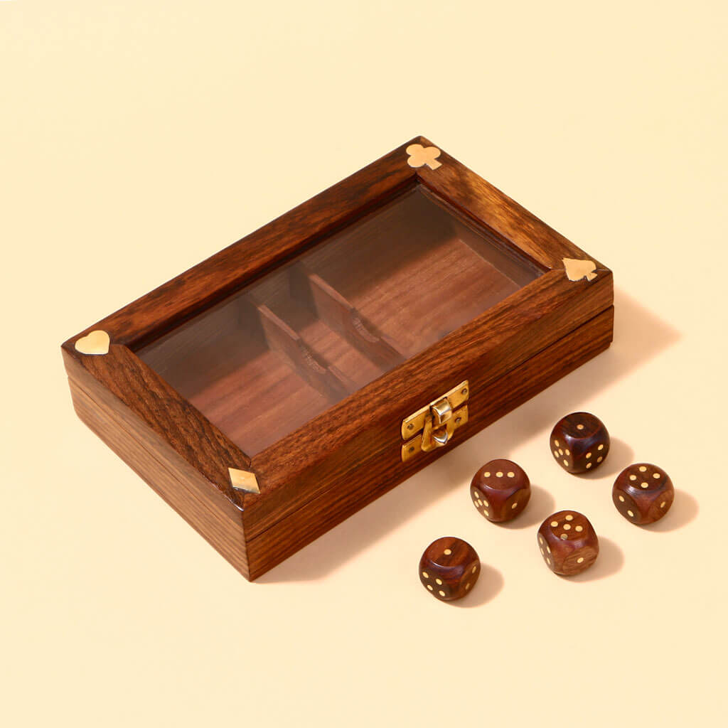 M A Creation Wooden Box With Dice Set