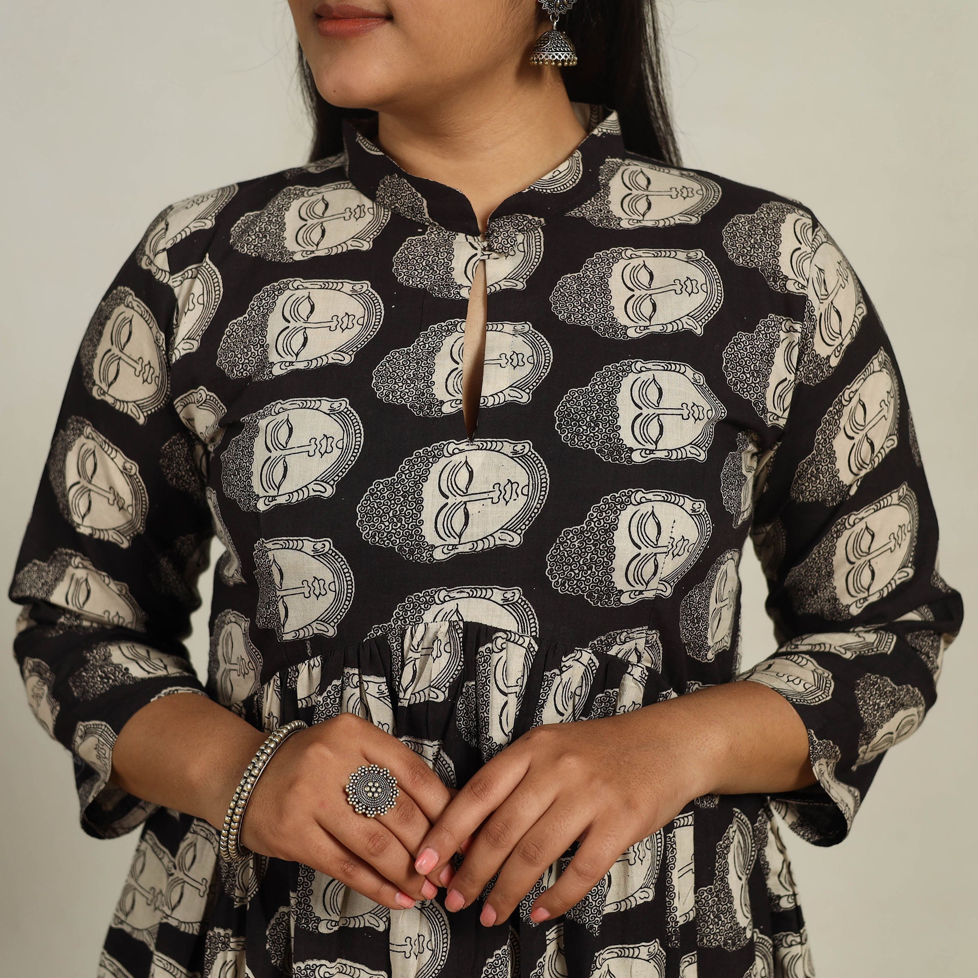 ITOKRI CASUALS Black - Printed Cotton Flared Kalamkari Kurta 15 - view 4