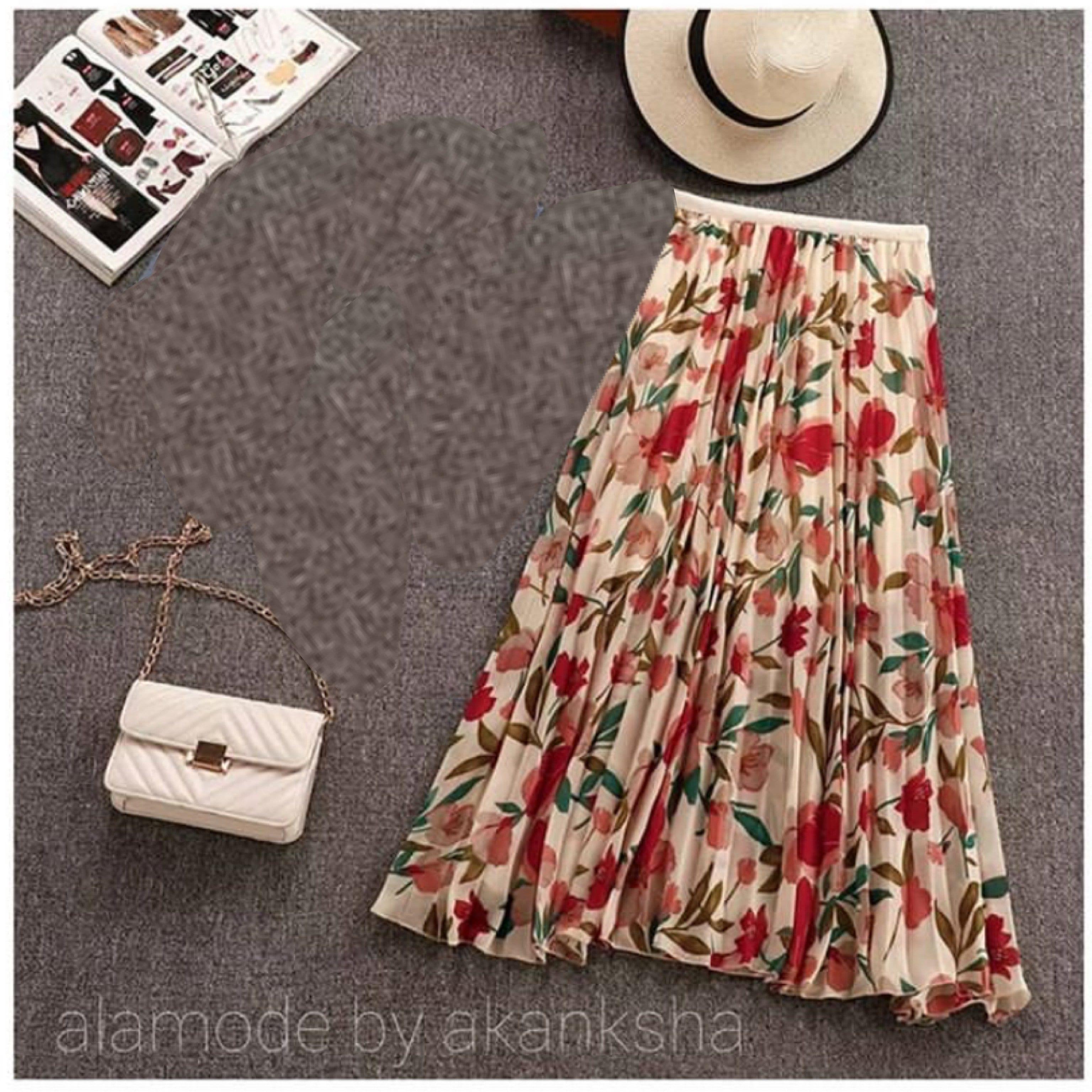 Alamode By Akanksha Floral Glam Skirt – Orange - view 3