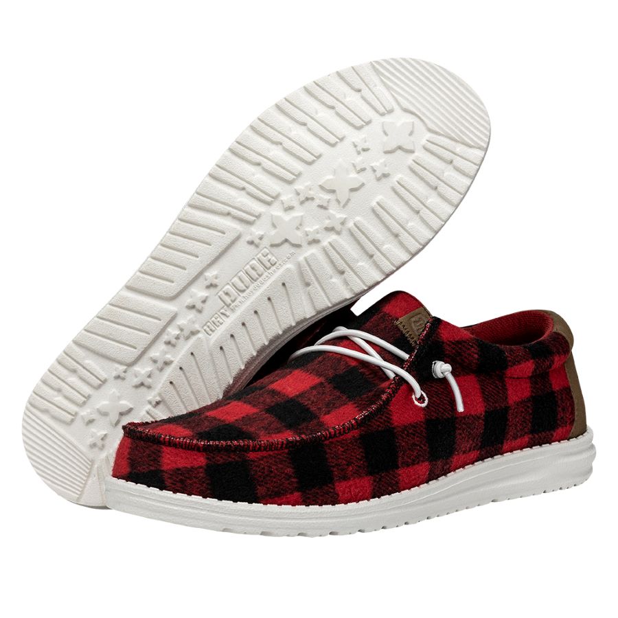HEYDUDE shoes Wally Buffalo Plaid - Red and Black Plaid - view 3