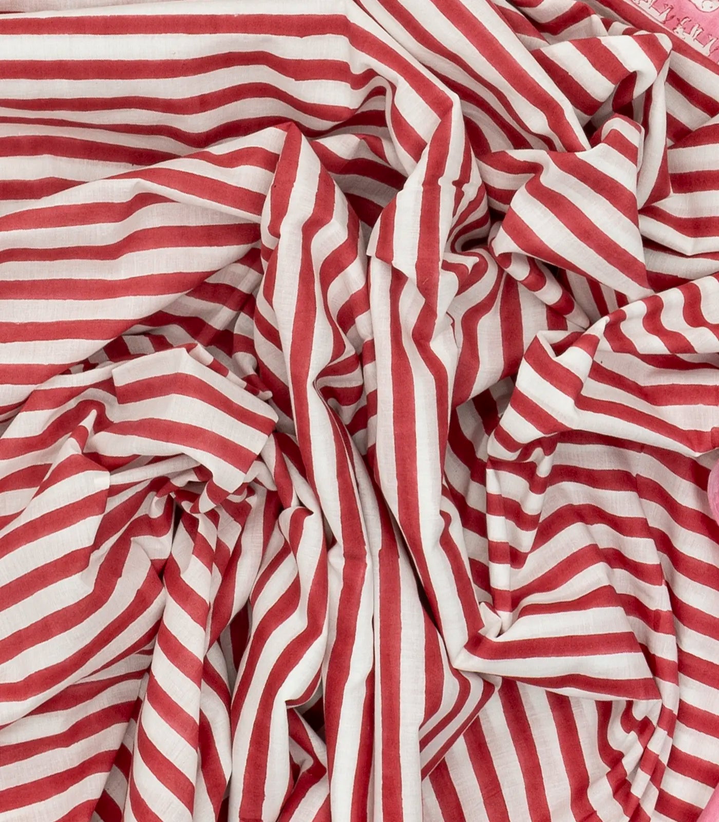 RmKV Red Woven Jaipur Cotton Saree Printed With Stripes - view 3