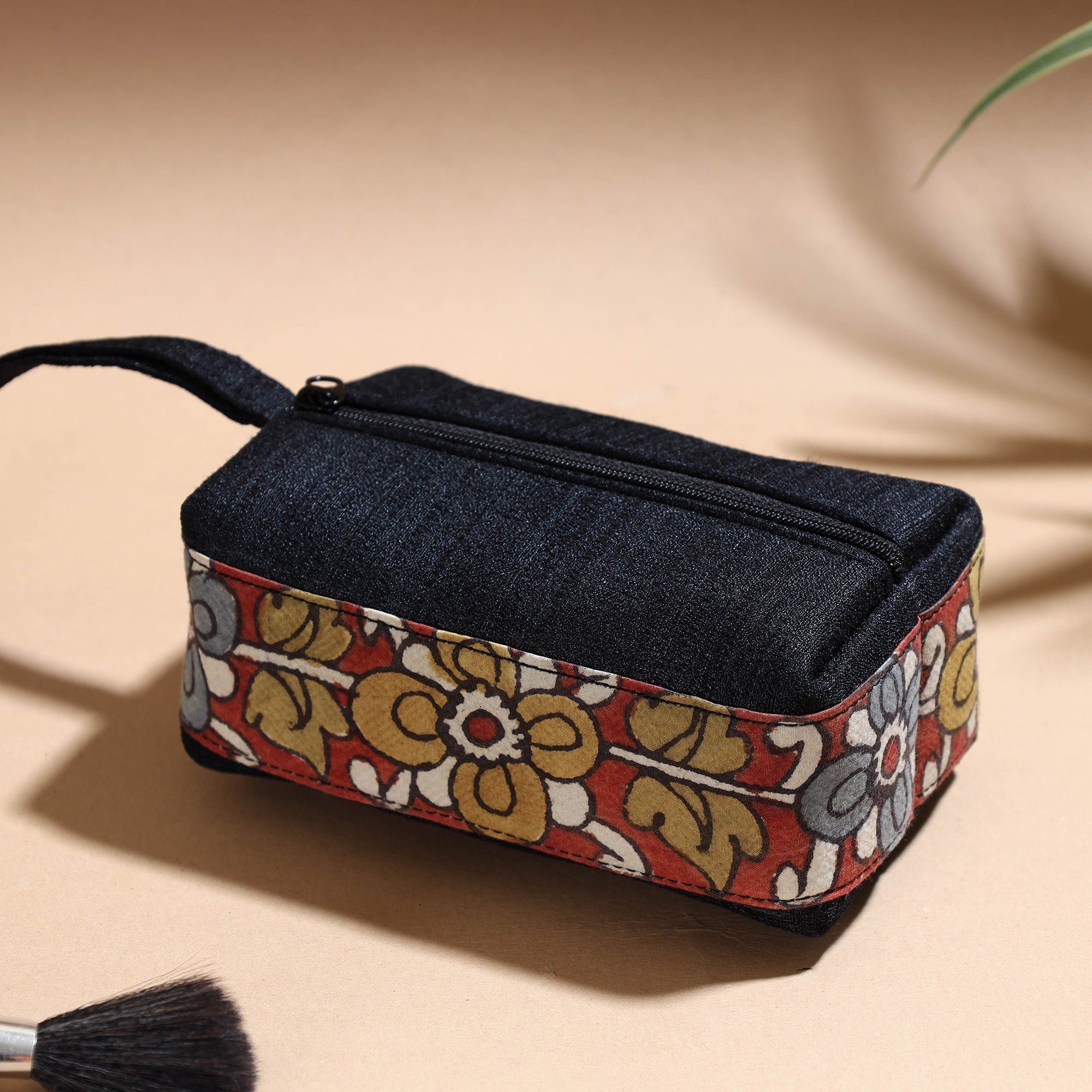 DWARAKA PLUS Black - Handpainted Kalamkari Natural Dyed Ghicha Silk Multipurpose Cosmetic/Toiletry Pouch - view 2