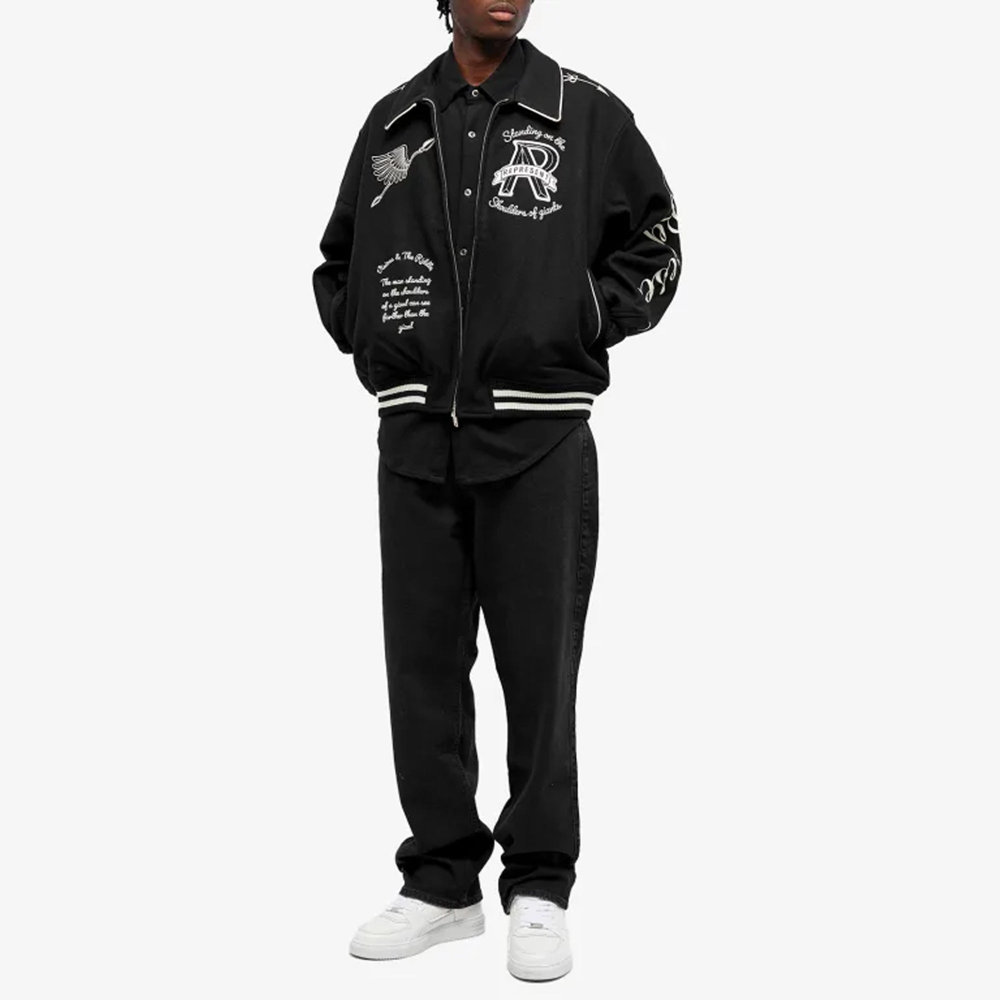 Represent | CHERUB WOOL VARSITY JACKET { JET BLACK - view 4