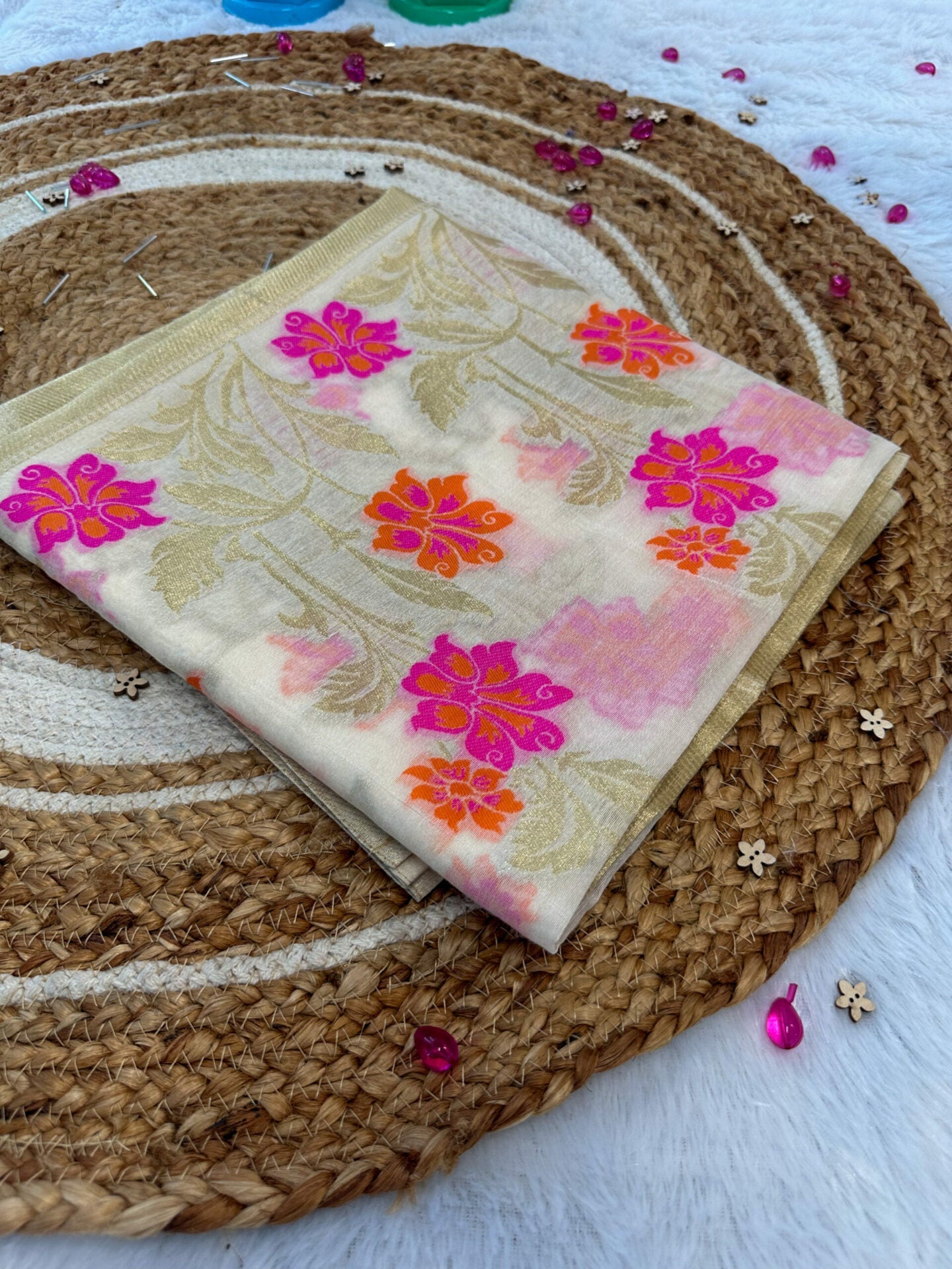 Idaho-o Flower print chanderi dupatta #038