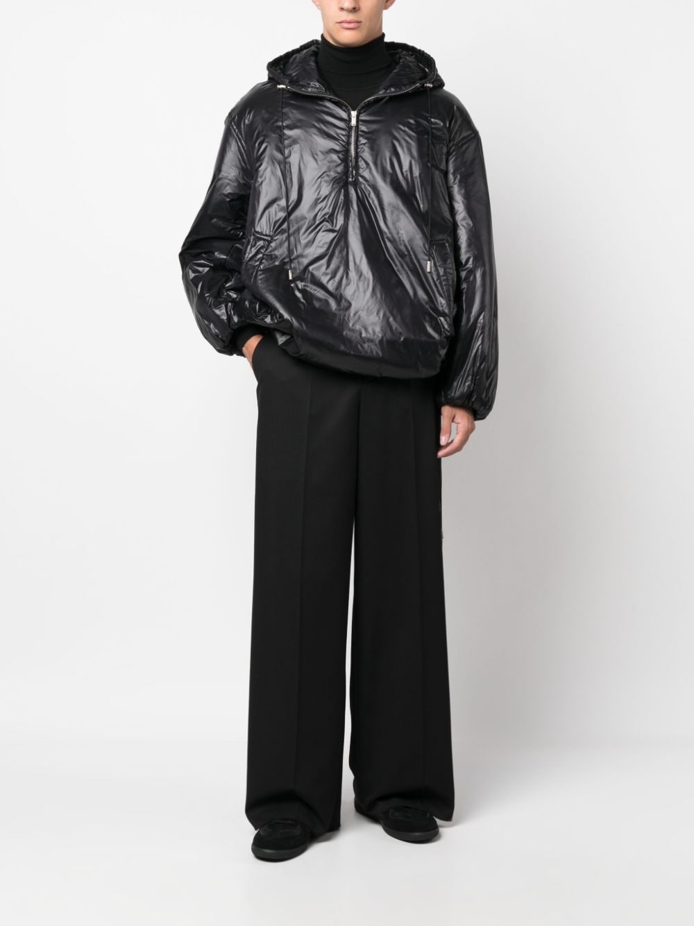 Saint Laurent Cassandre logo-embossed hooded raincoat - view 5