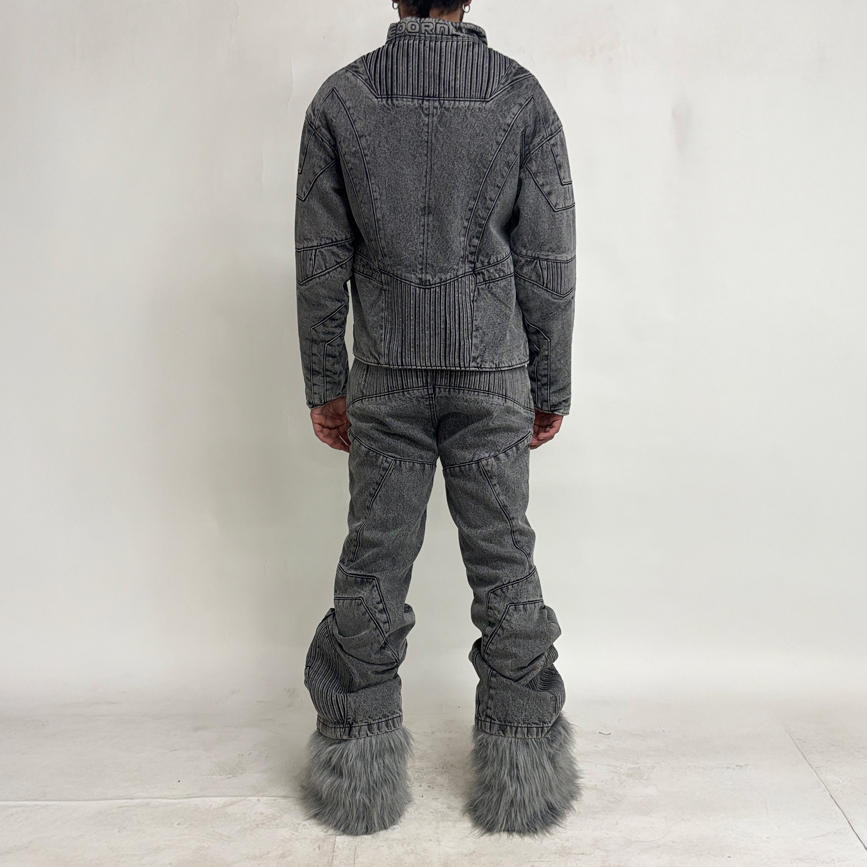 Unreborn Project Biker Denim Pants - Light Grey - view 8