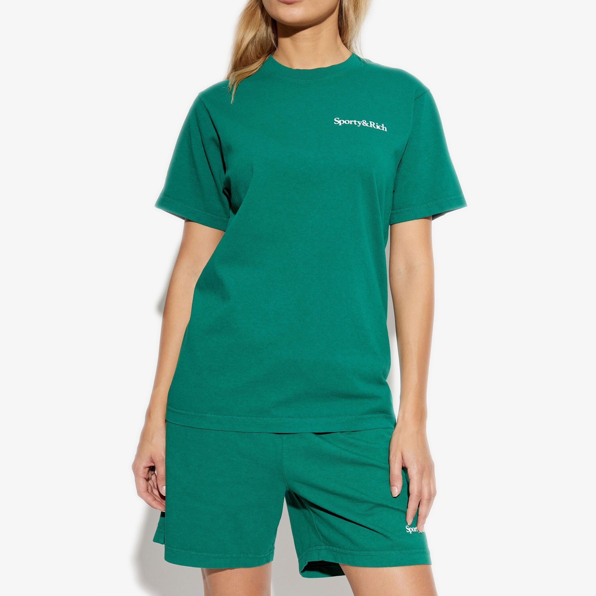 Sporty & Rich | Health Is Wealth T-shirt { Green - view 3