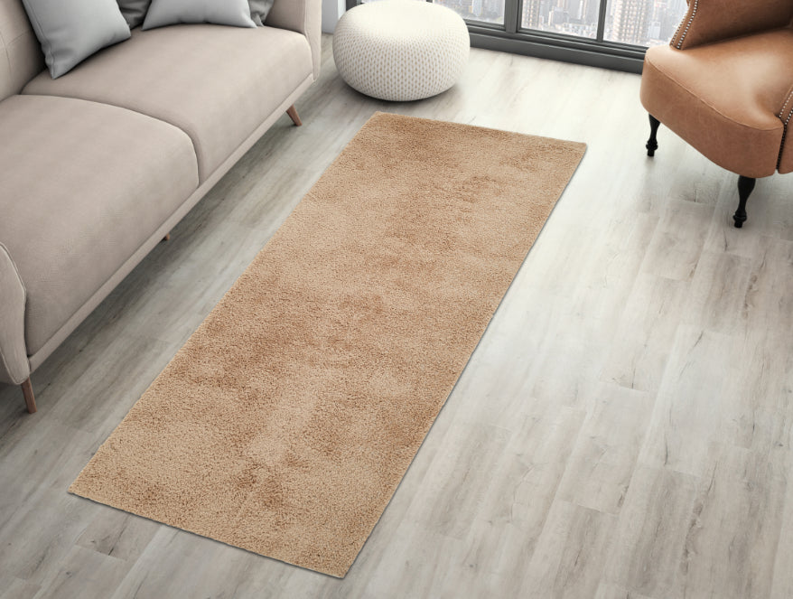 Spaces India Plush Feel Tan Drylon Runner - Luxury Cushlon By Spaces