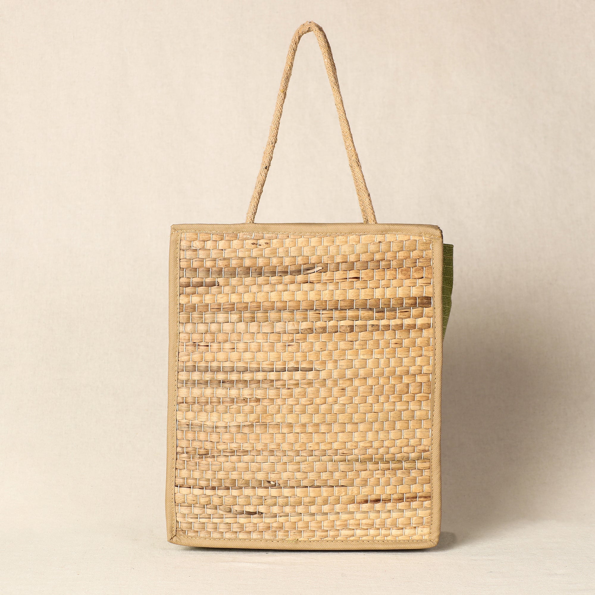 ITOKRI CRAFTS INITIATIVE Beige - Handmade Organic Water Hyacinth Lunch Bag from Assam