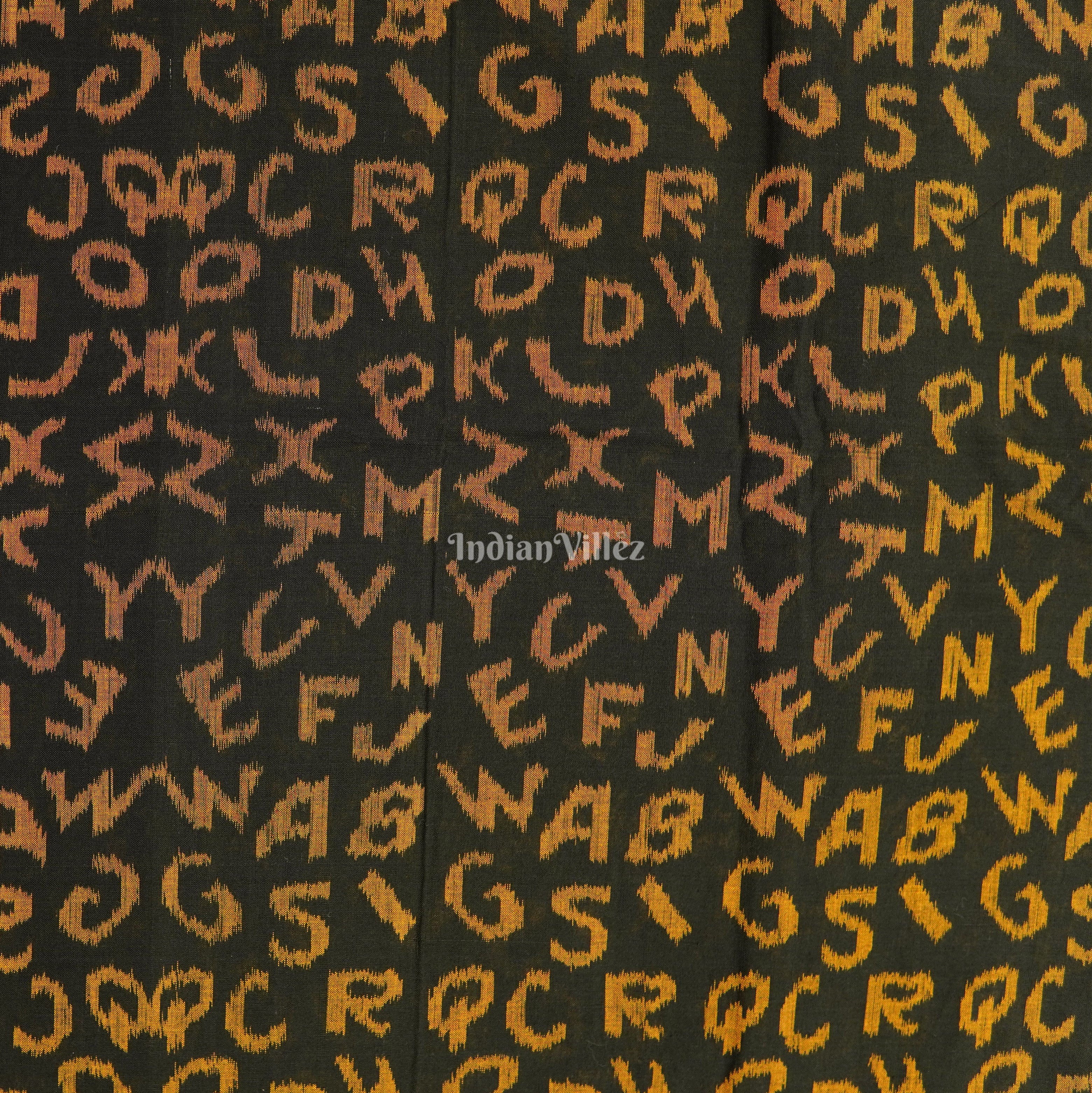 IndianVillèz Black English Alphabet Sambalpuri Cotton Fabric - view 2