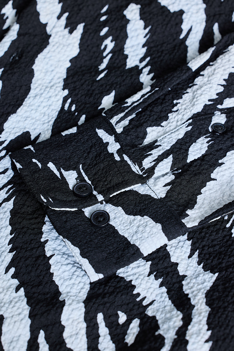 SNITCH Black Textured Animal Print Shirt - view 8