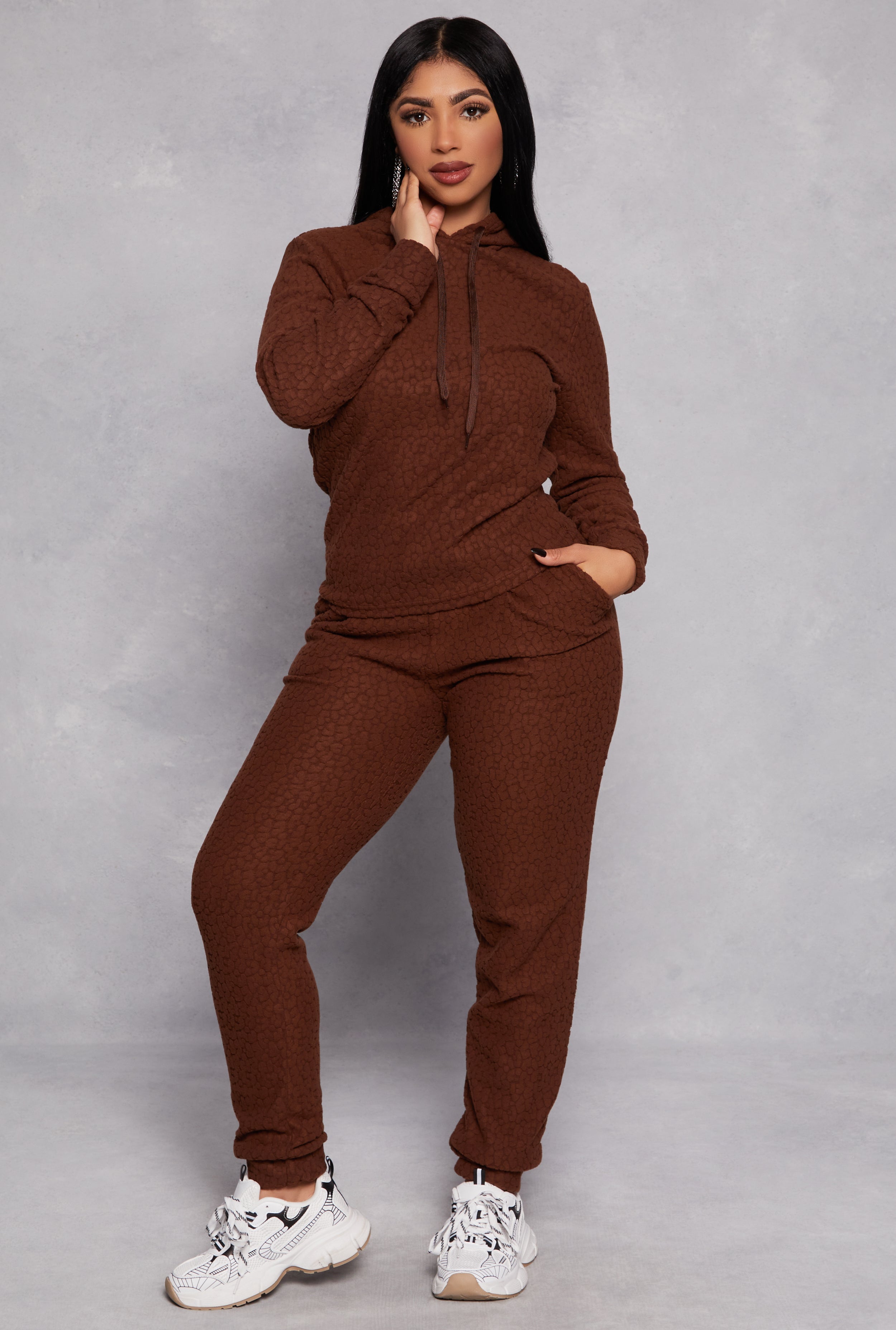 Rainbow Shops Leopard Textured Knit Joggers – Women's