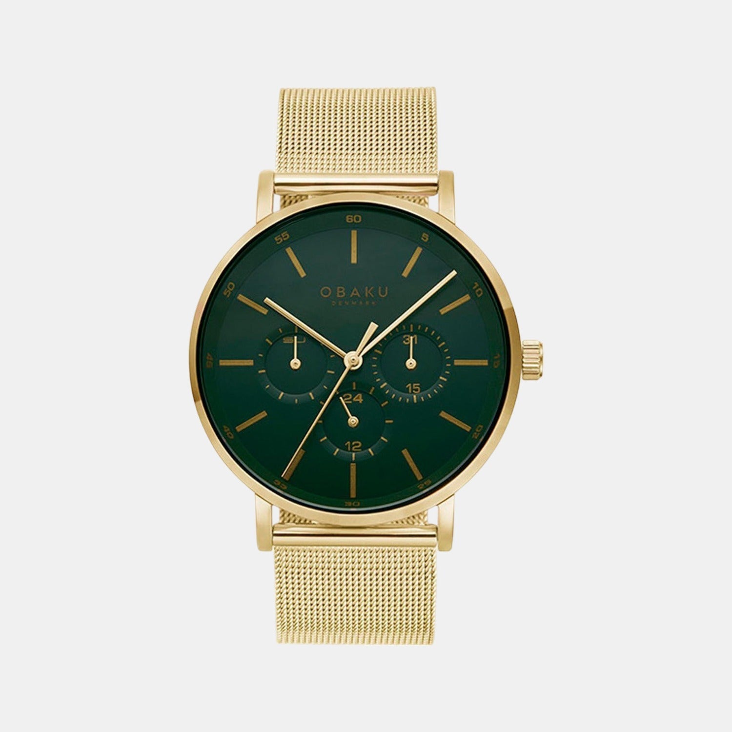 Obaku Ege Basil Men Quartz Green Dial Analog Stainless Steel Watch V246GMGEMG