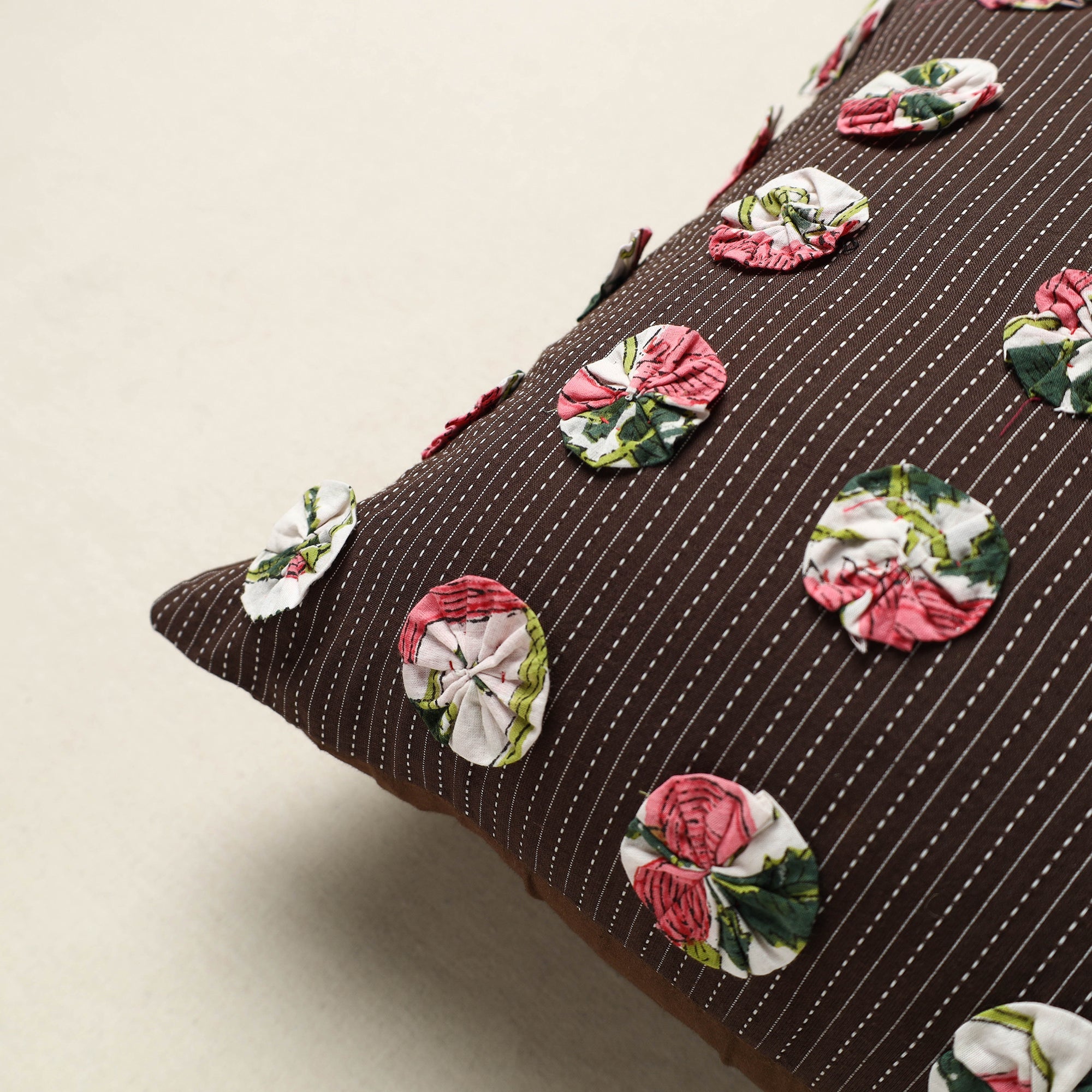 HAVELI CHRONICLES Brown - Hand Embroidered Phool Cushion Cover 10 - view 2