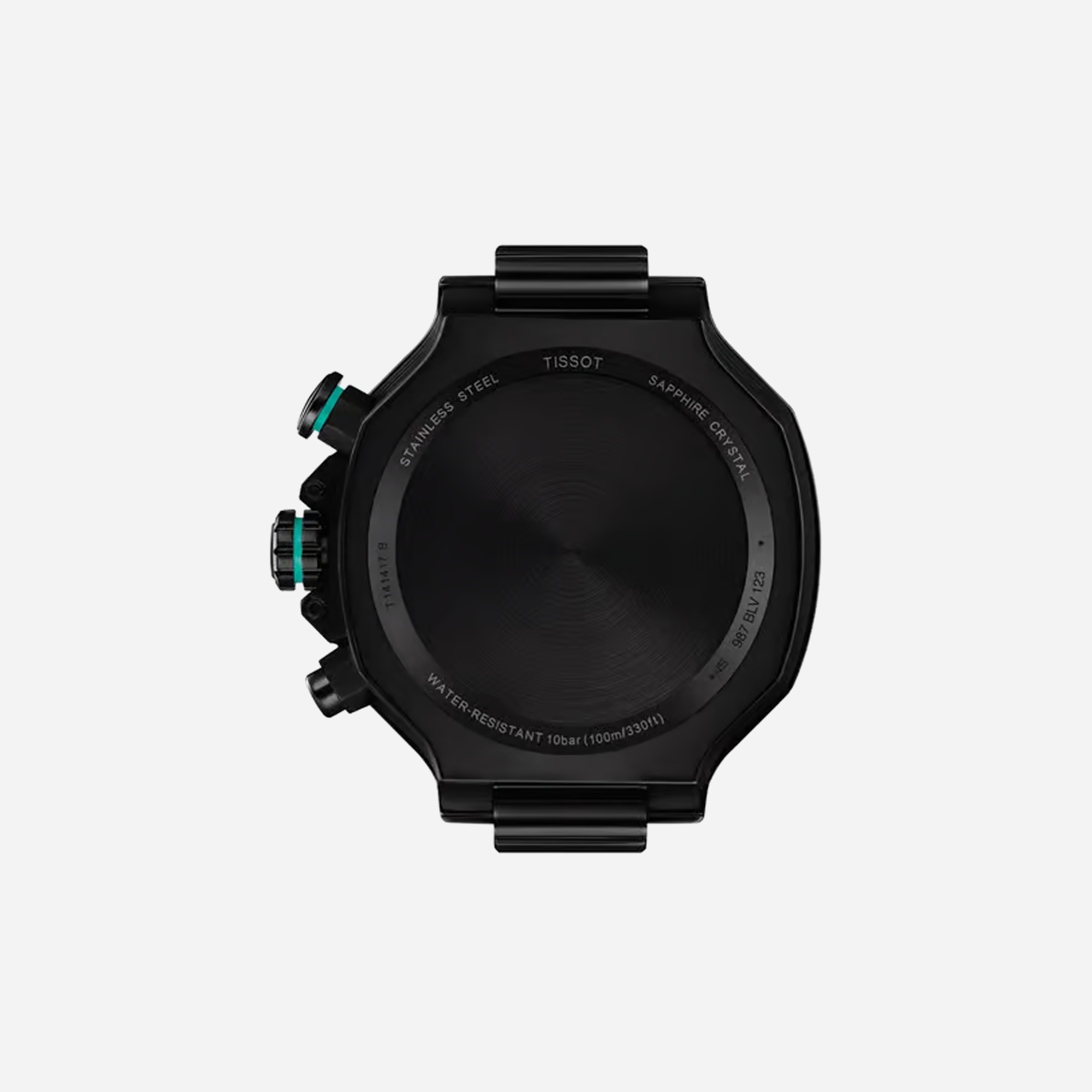 Tissot T-Race Green Silicone Strap Black Dial 45mm Quartz Chronograph Watch - view 2