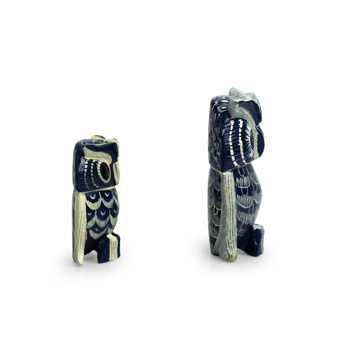 EXCLUSIVELANE 'The Resting Owl Pair' Handpainted Showpiece In Eucalyptus Wood (Set of 2) - view 4
