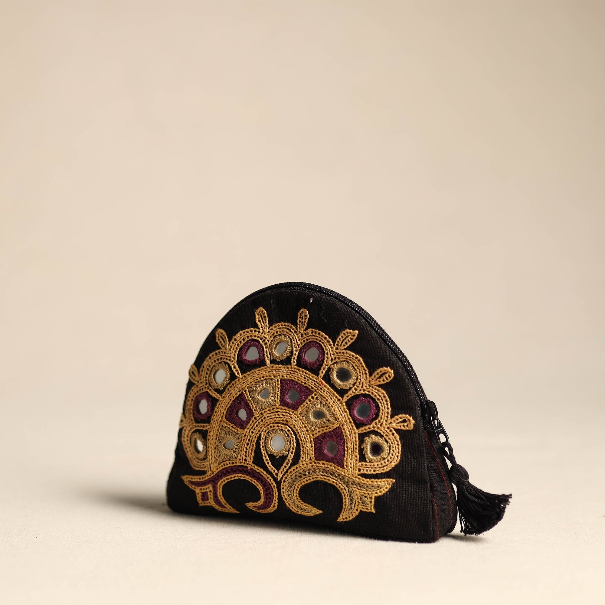 QASAB Black - Kutch Ahir Hand Embroidery Cotton Coin Pouch 04 - view 2