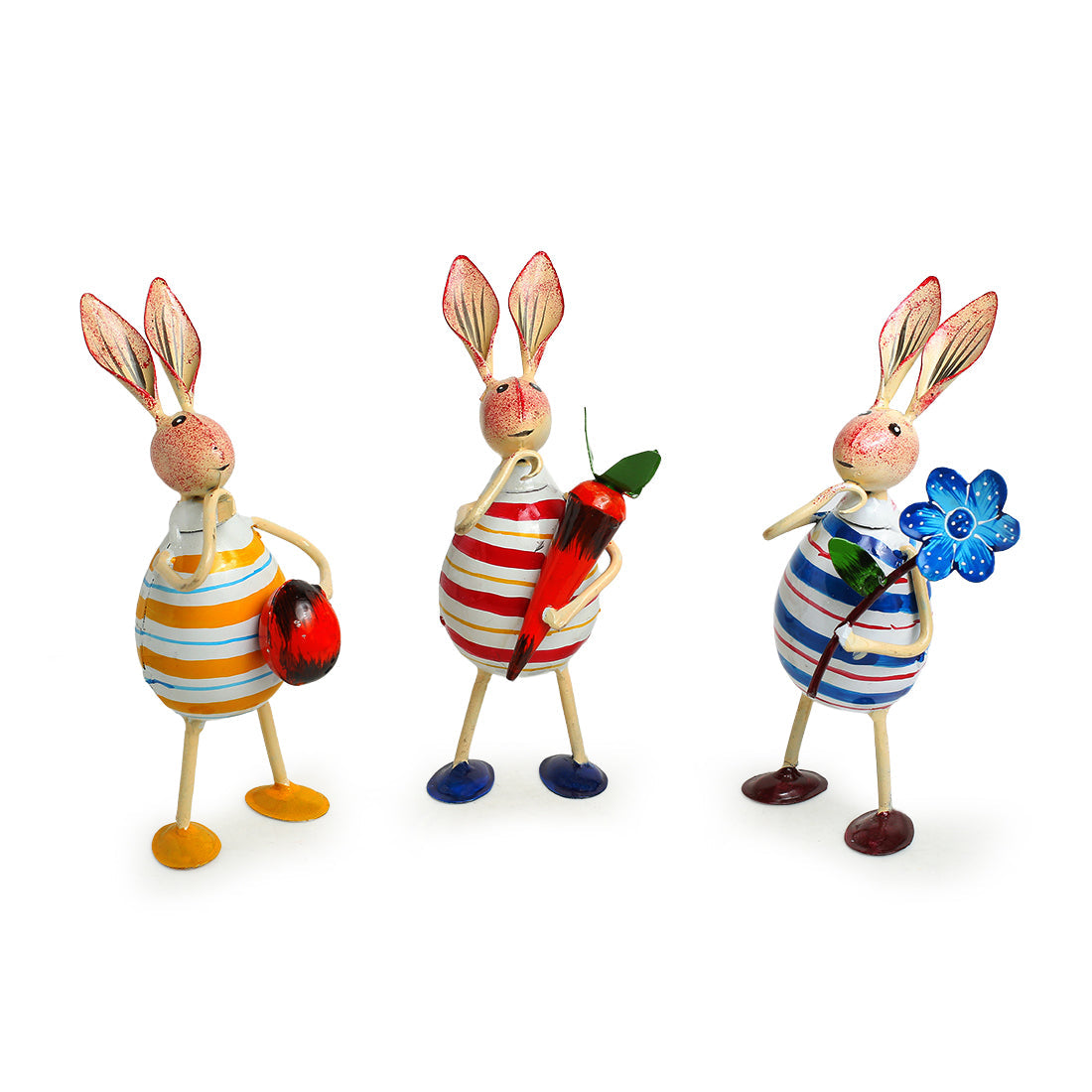 EXCLUSIVELANE 'The Rabbit Trio' Handpainted Garden Decorative Showpieces In Iron (Set of 3, 7 Inch) - view 2