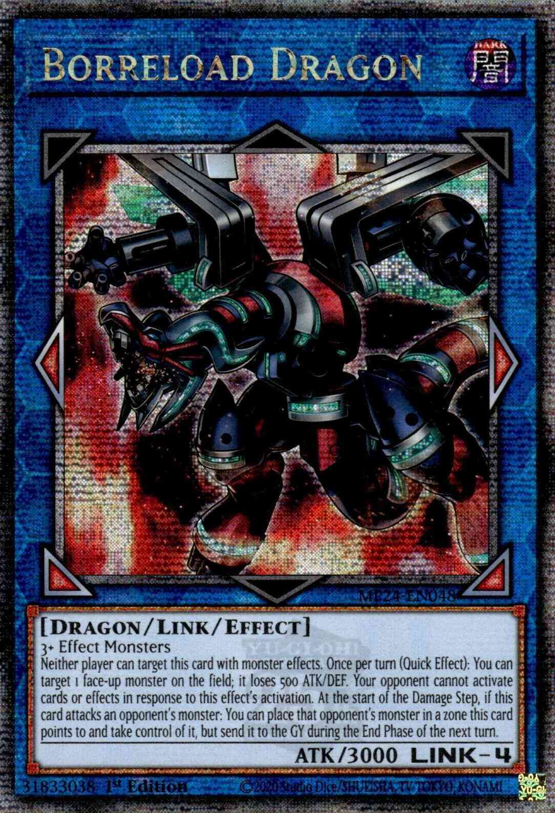 Yu-Gi-Oh! Borreload Dragon - Alternate Art - MP24-EN048 - Quarter Century Secret Rare - 1st Edition