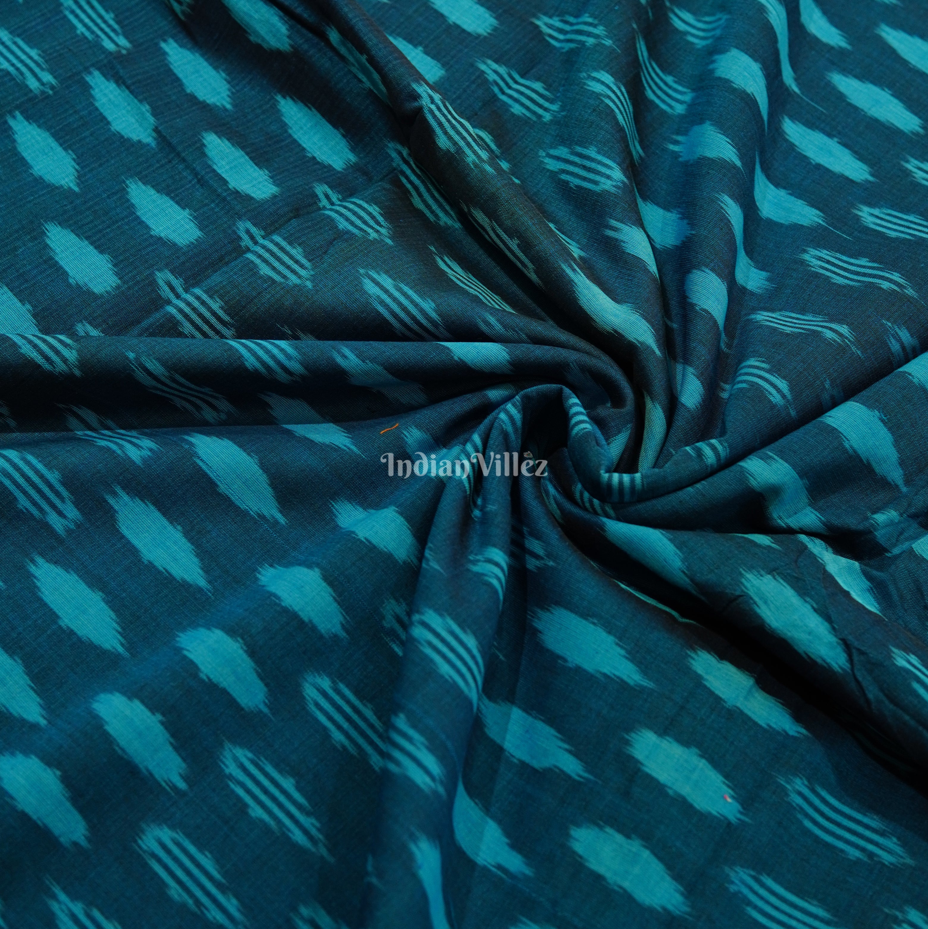 IndianVillèz Blue Handwoven Pochampally Ikat Cotton Fabric