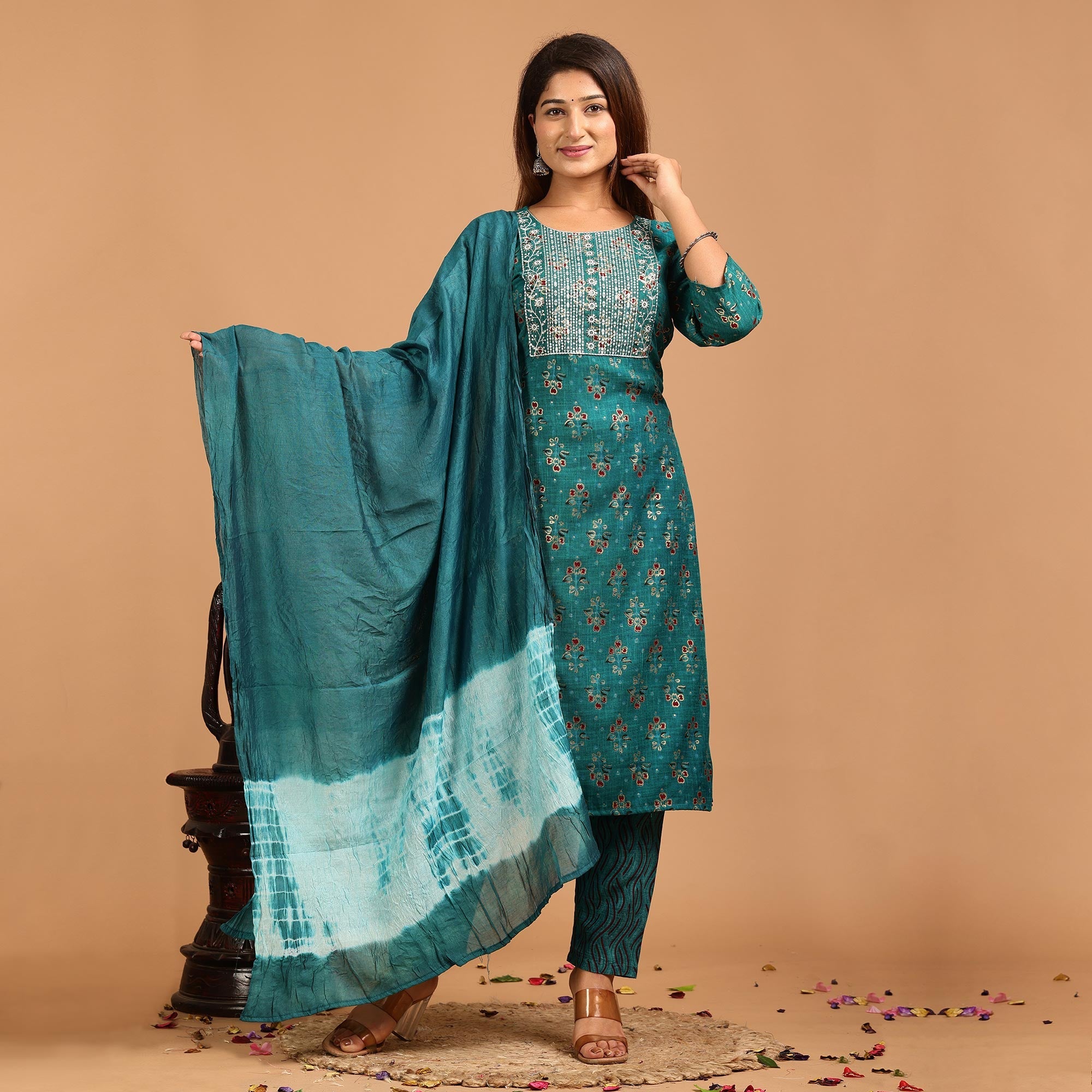 Peachmode Seller Morpich Printed With Embroidered Rayon Salwar Suit - view 2