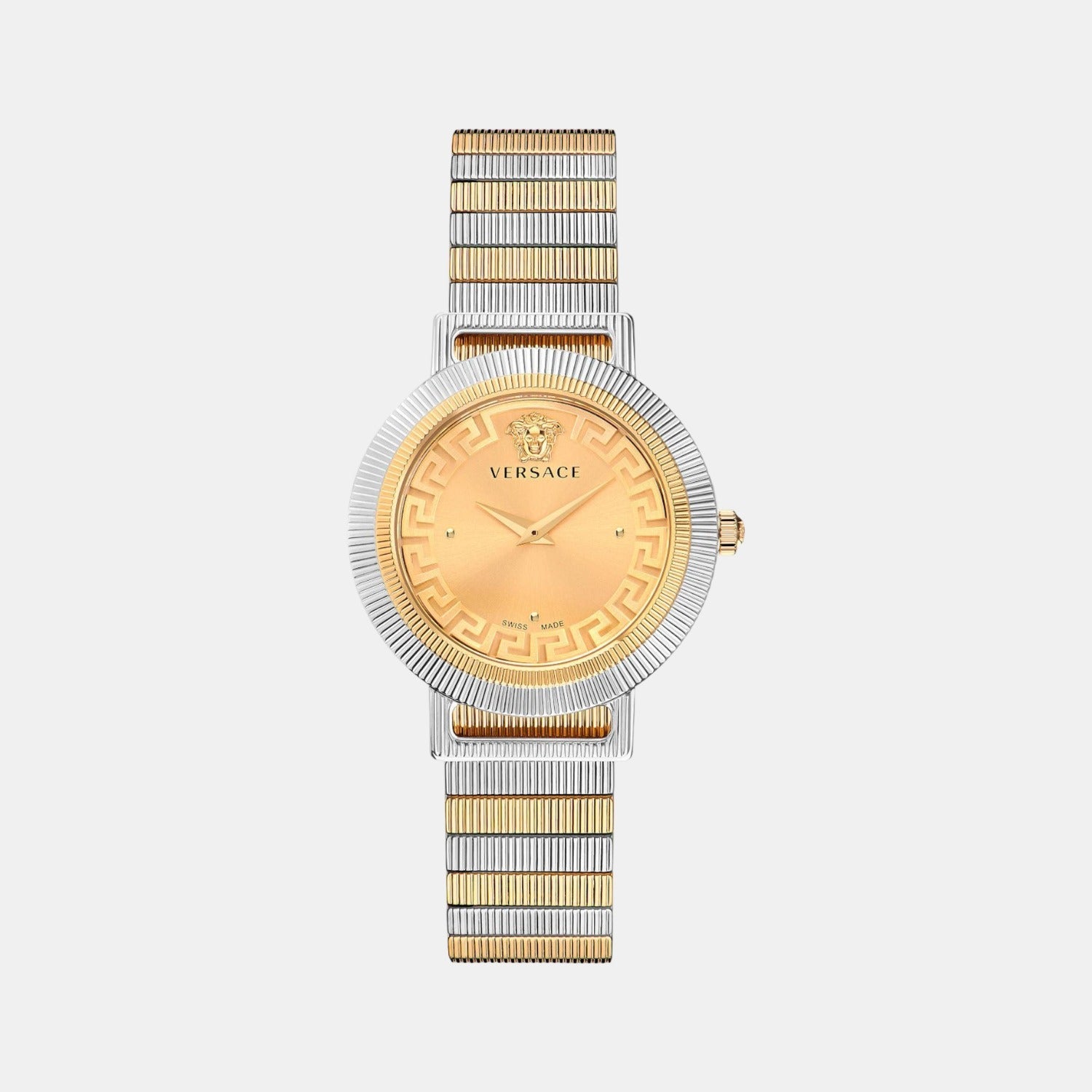 Versace Greca Women Quartz Gold Dial Analog Stainless Steel Watch VE3D00422