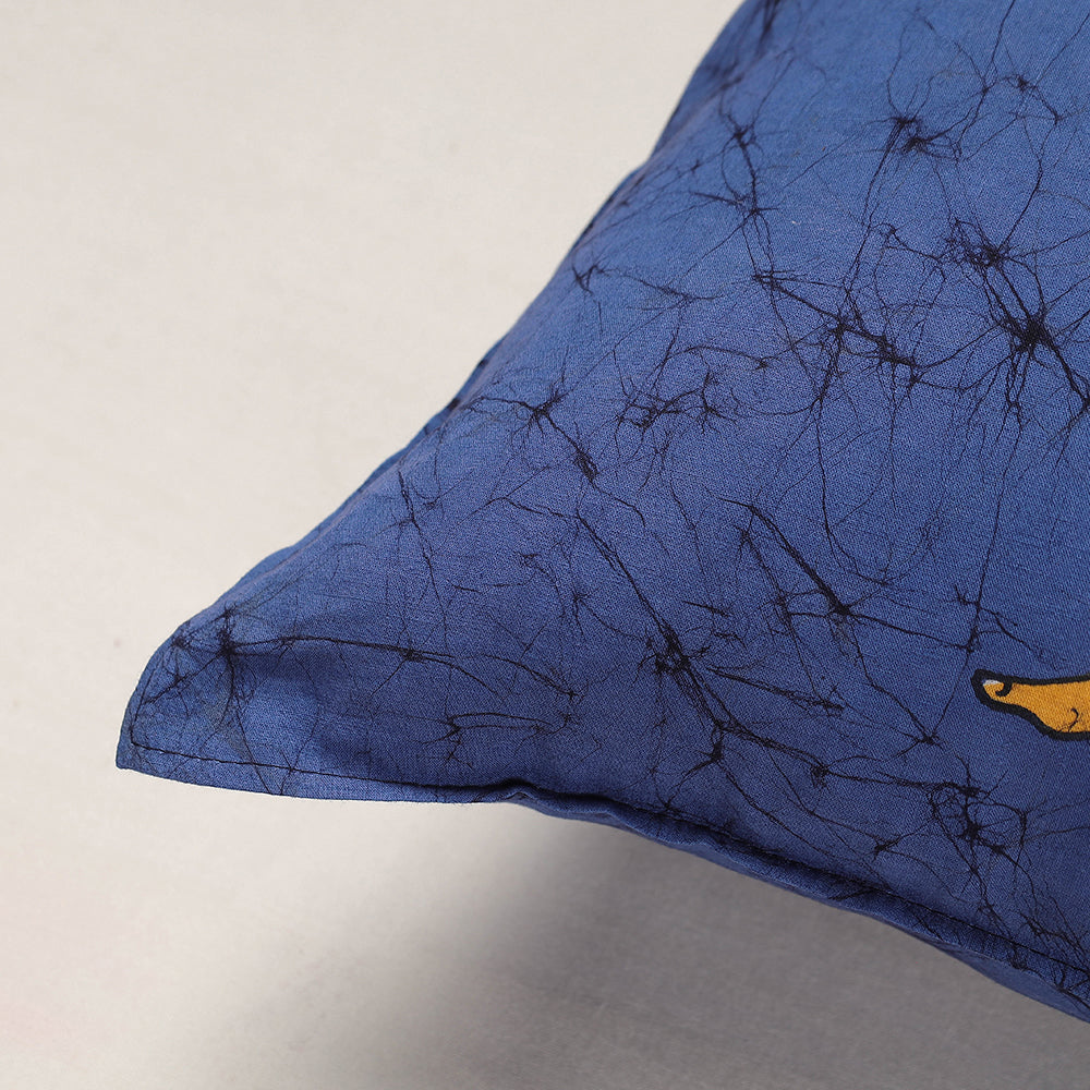 KACHCHH JI CHHAAP Blue - Hand Batik Printed Pure Cotton Cushion Cover (18 x 18 in) - view 2