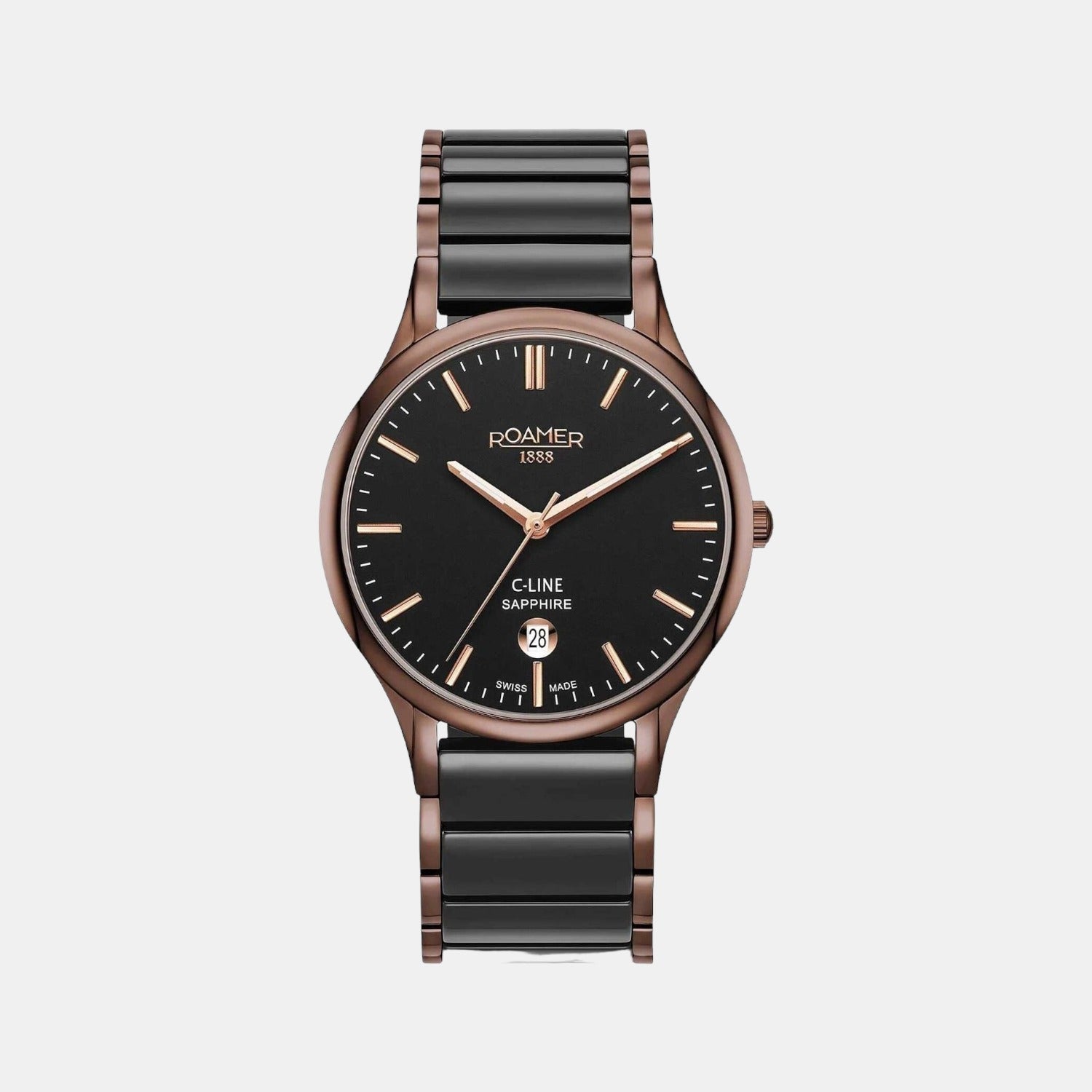 Roamer C-Line Men Quartz Black Dial Analog Ceramic Watch 658833 43 55 61