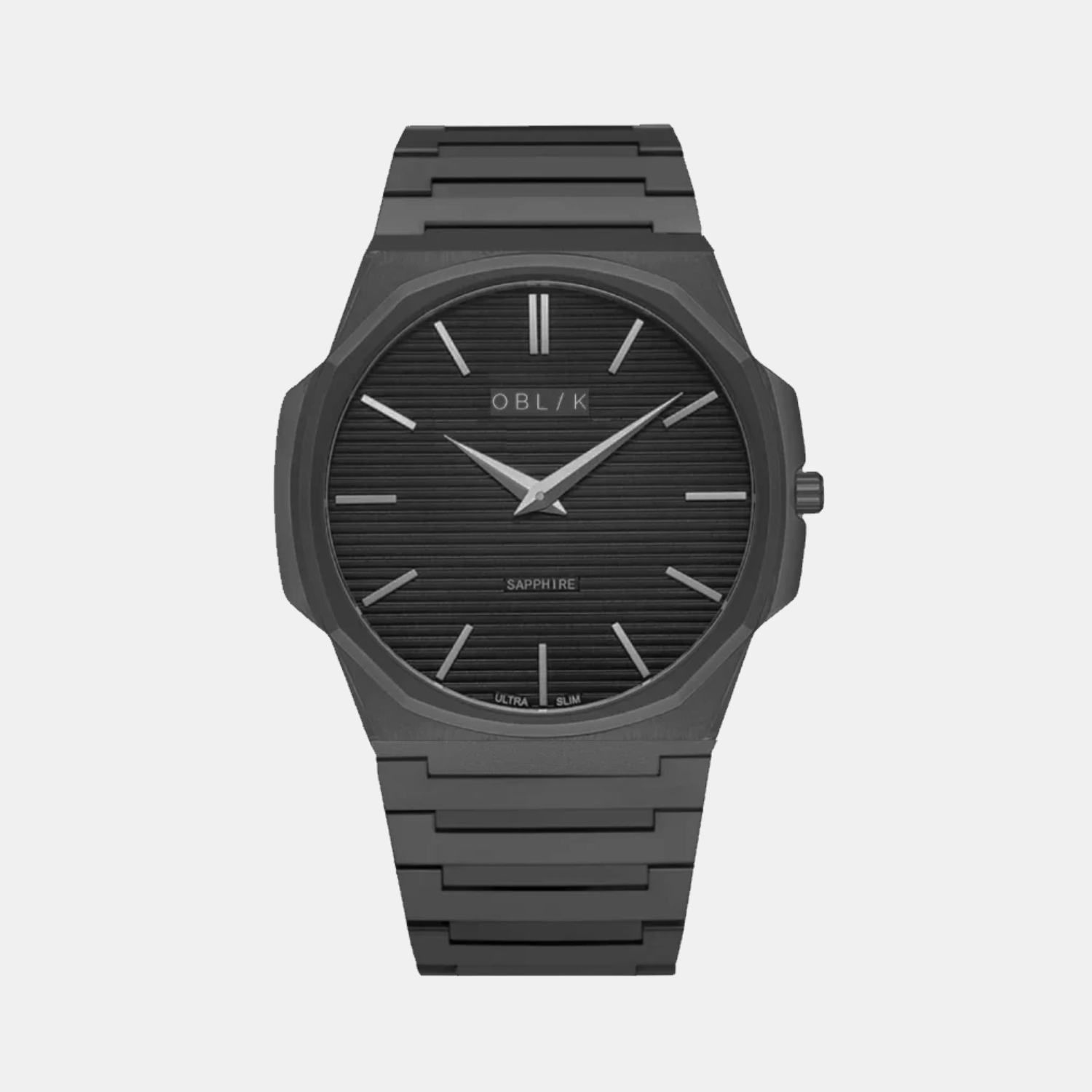Oblik Blade Men Quartz Gunmetal Dial Analog Stainless Steel Watch