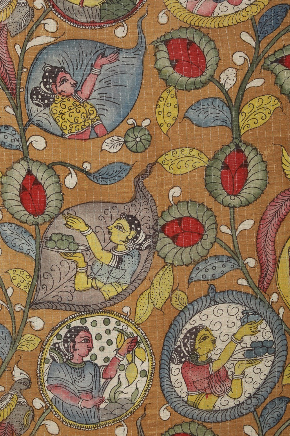 Kalanjali Kalamkari Hand-Painted Mangalgiri Silk Saree - view 2