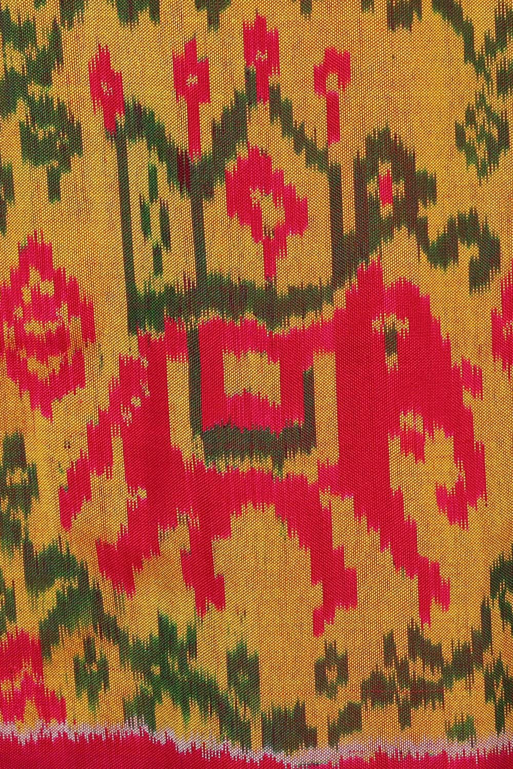 Kalanjali Ikat Silk Rani Pink Saree – Women's - view 2