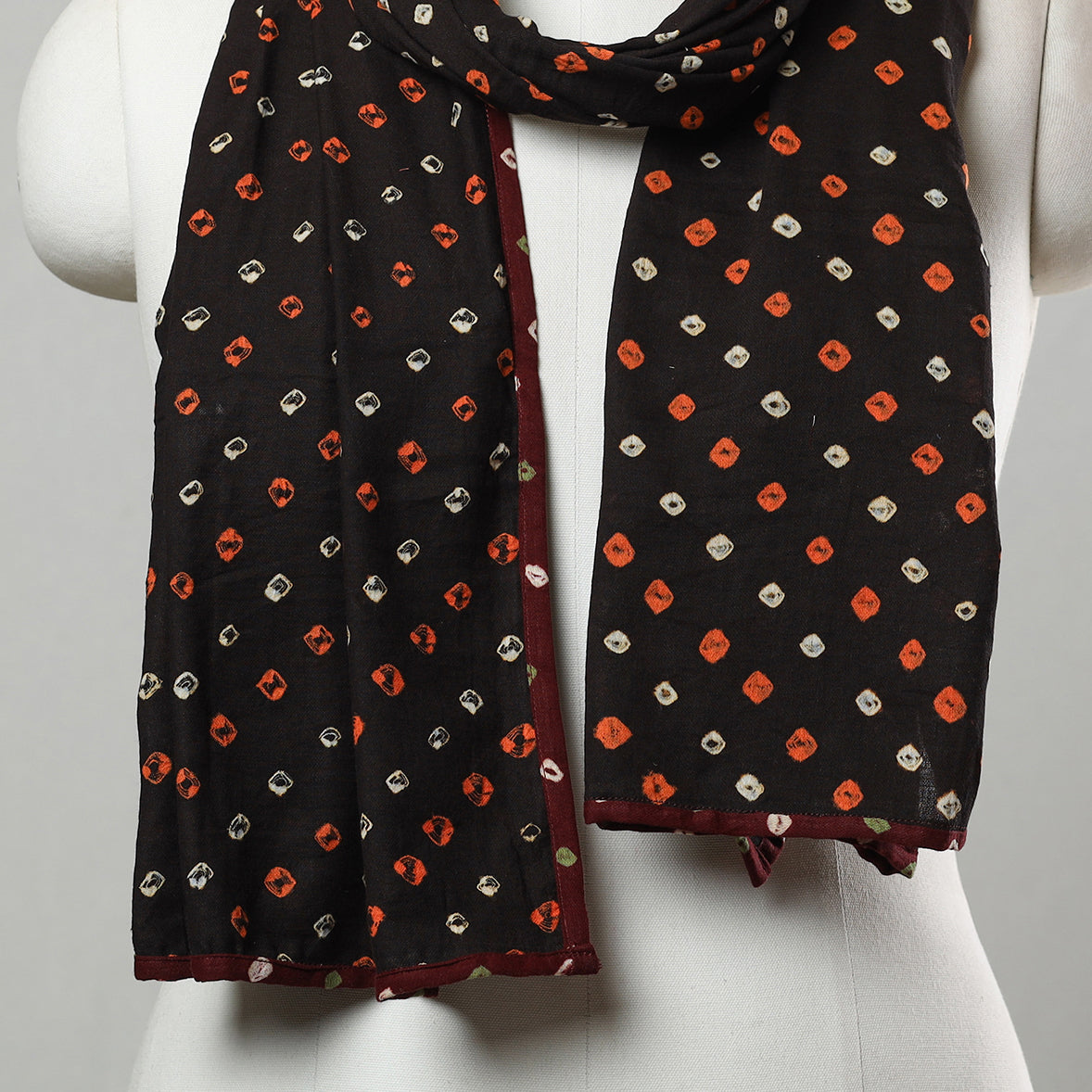 STOLES & SCARVES Black - Bandhani Tie-Dye Cotton Stole 11 - view 3