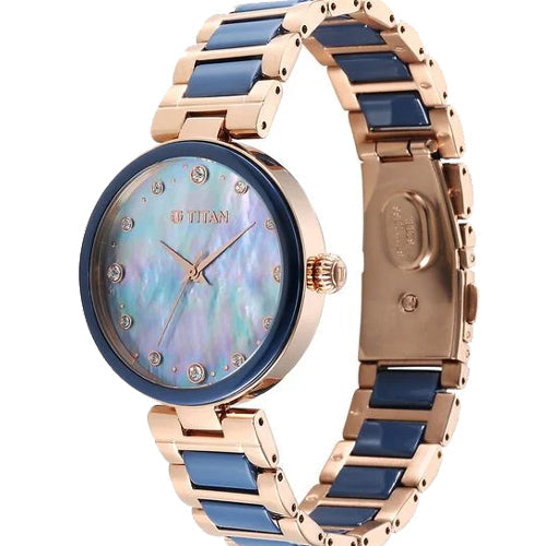 Titan Purple Ceramics Blue Dial Watch for Women 34mm 95214KD05 - view 2