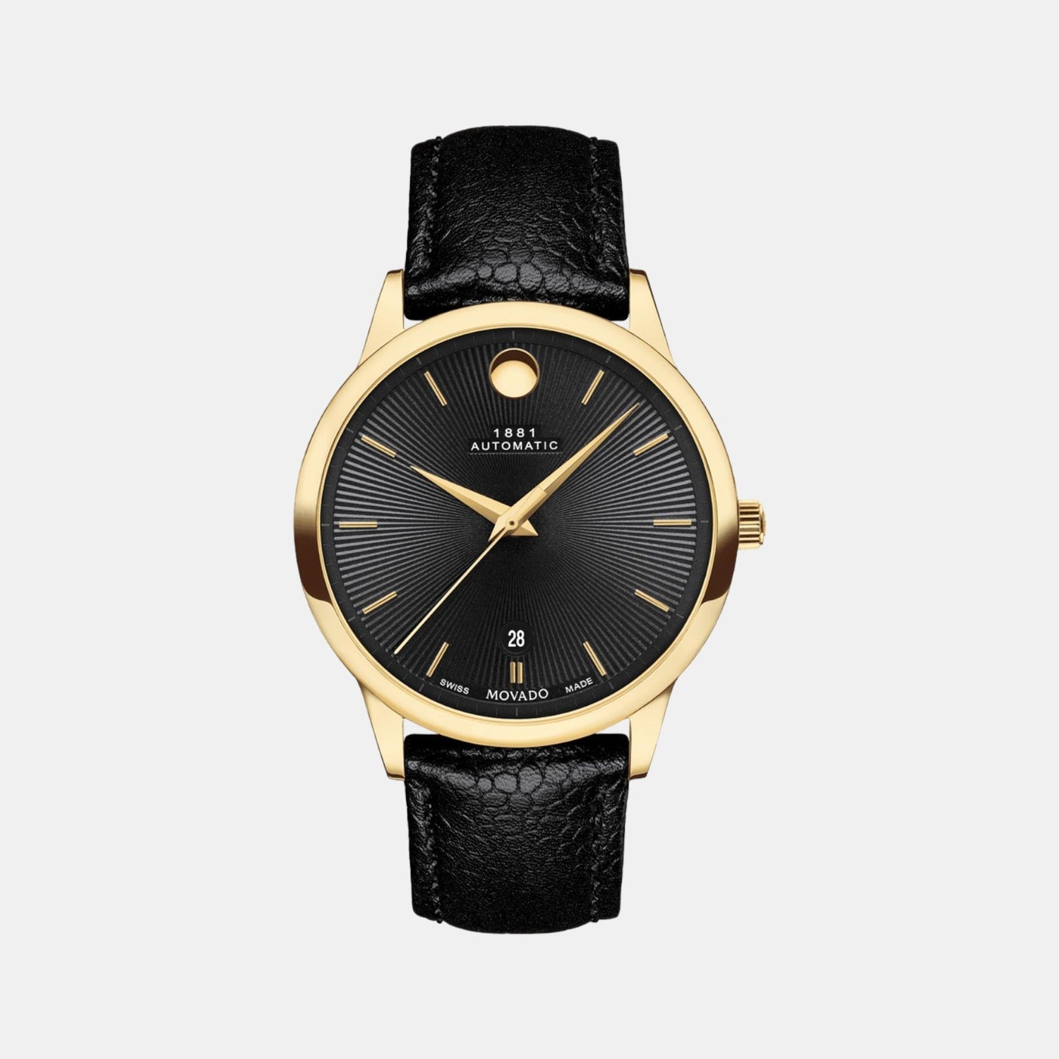 Movado 1881 Automatic Men Automatic Black Dial Analog Leather Watch 607455