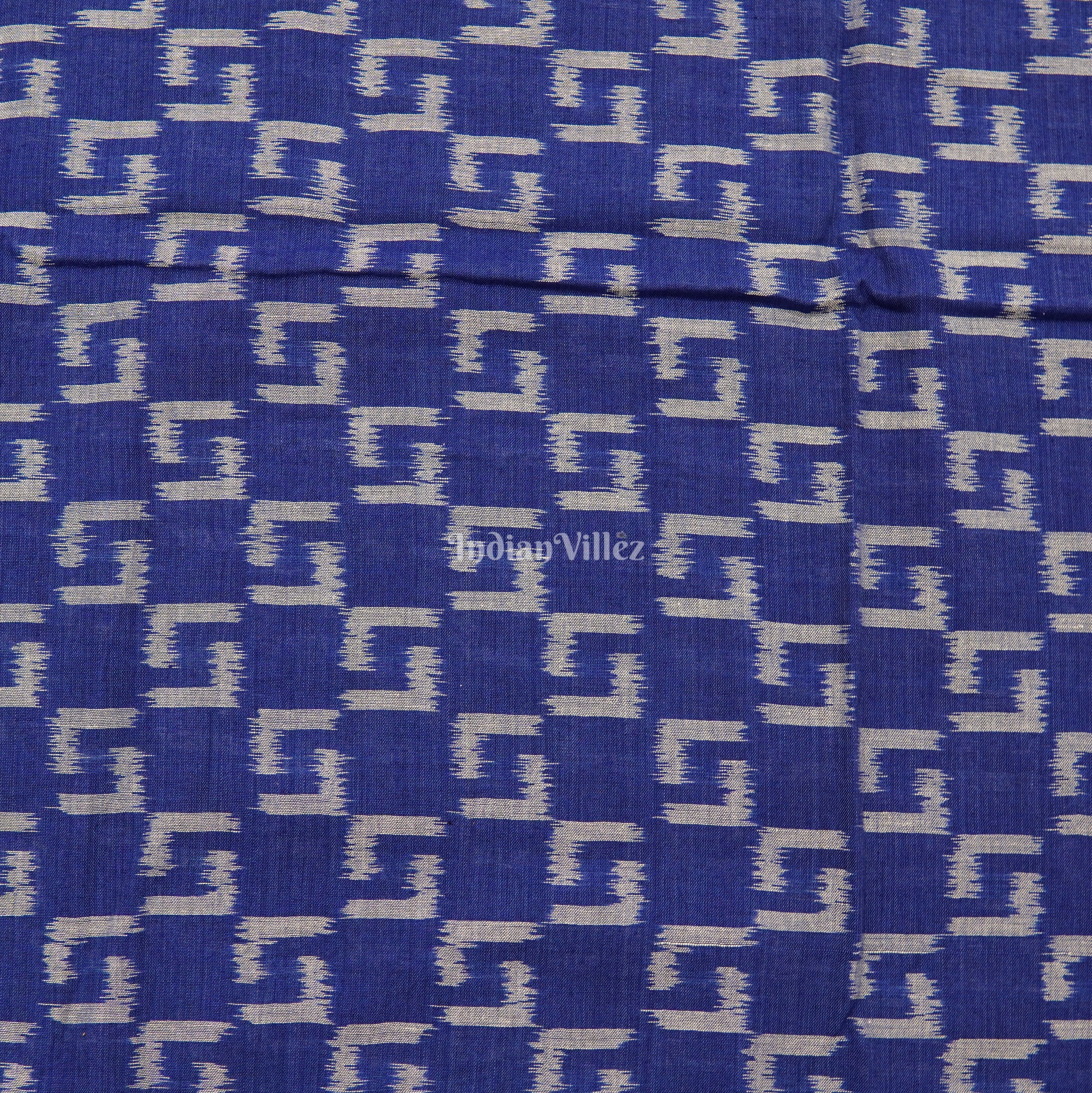 IndianVillèz Blue Box Theme Sambalpuri Ikat Cotton Fabric - view 2