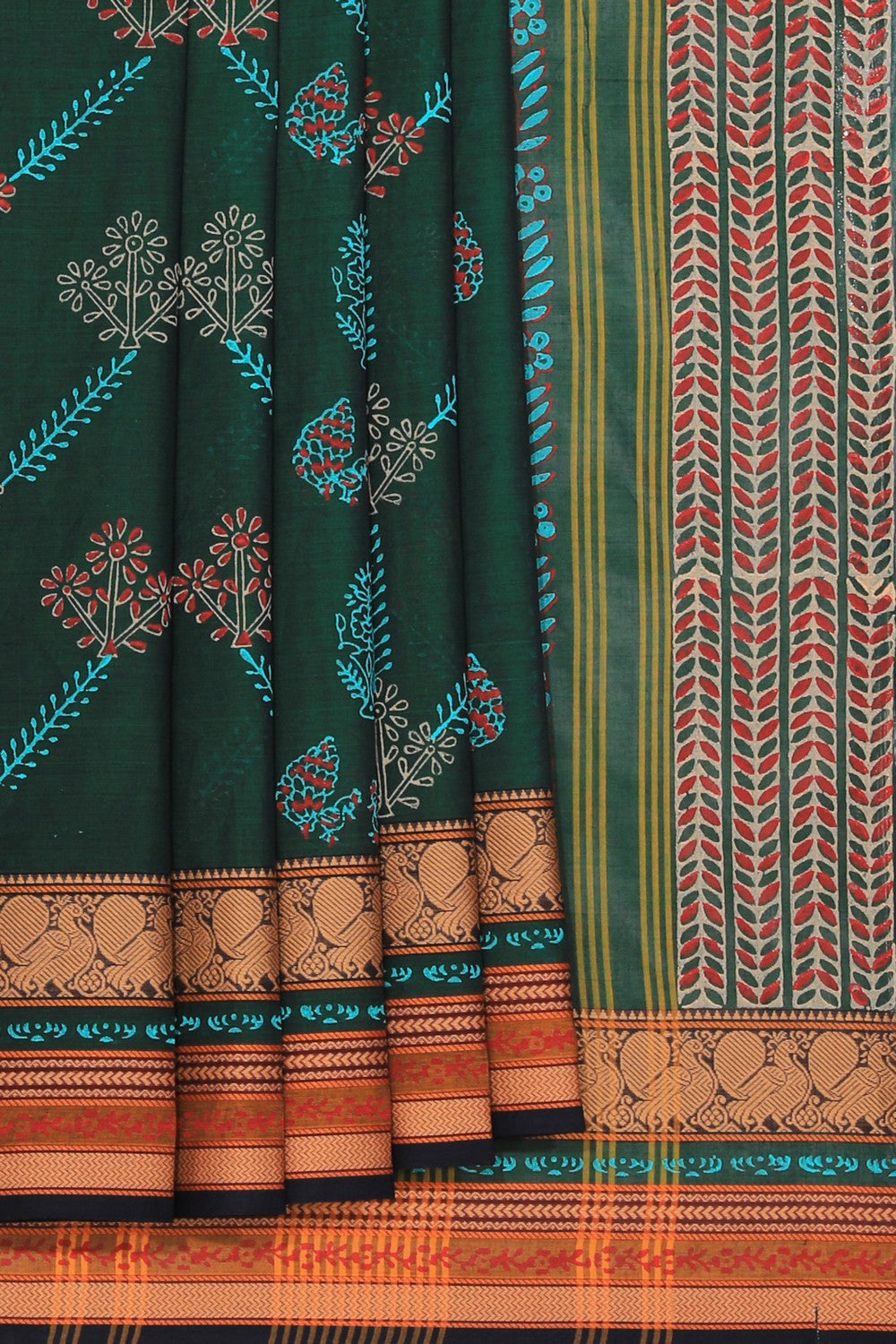 Kalanjali Ethnics Hand block printed cotton saree