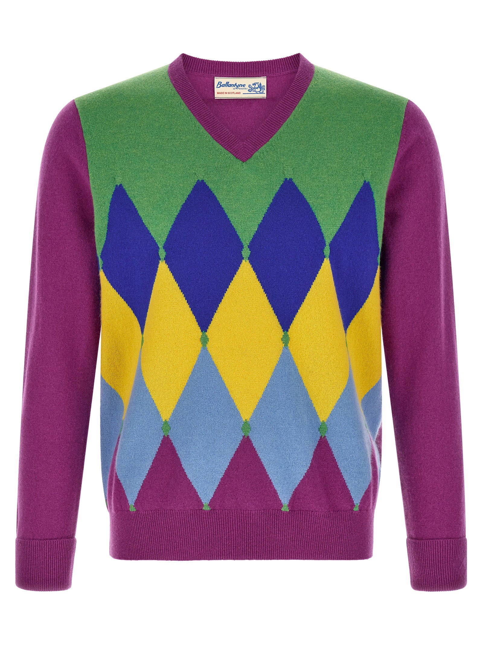 Ballantyne Classic Diamond Intarsia Sweater – 100% cashmere