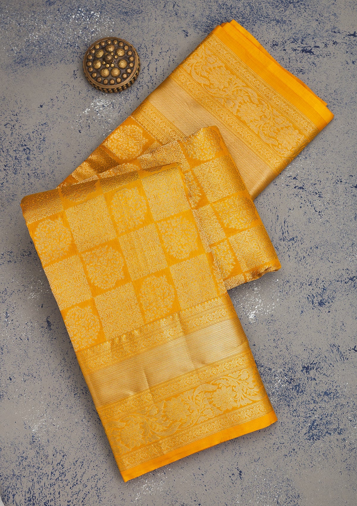 Koskii Mustard Zariwork Pure Silk Saree – Women's
