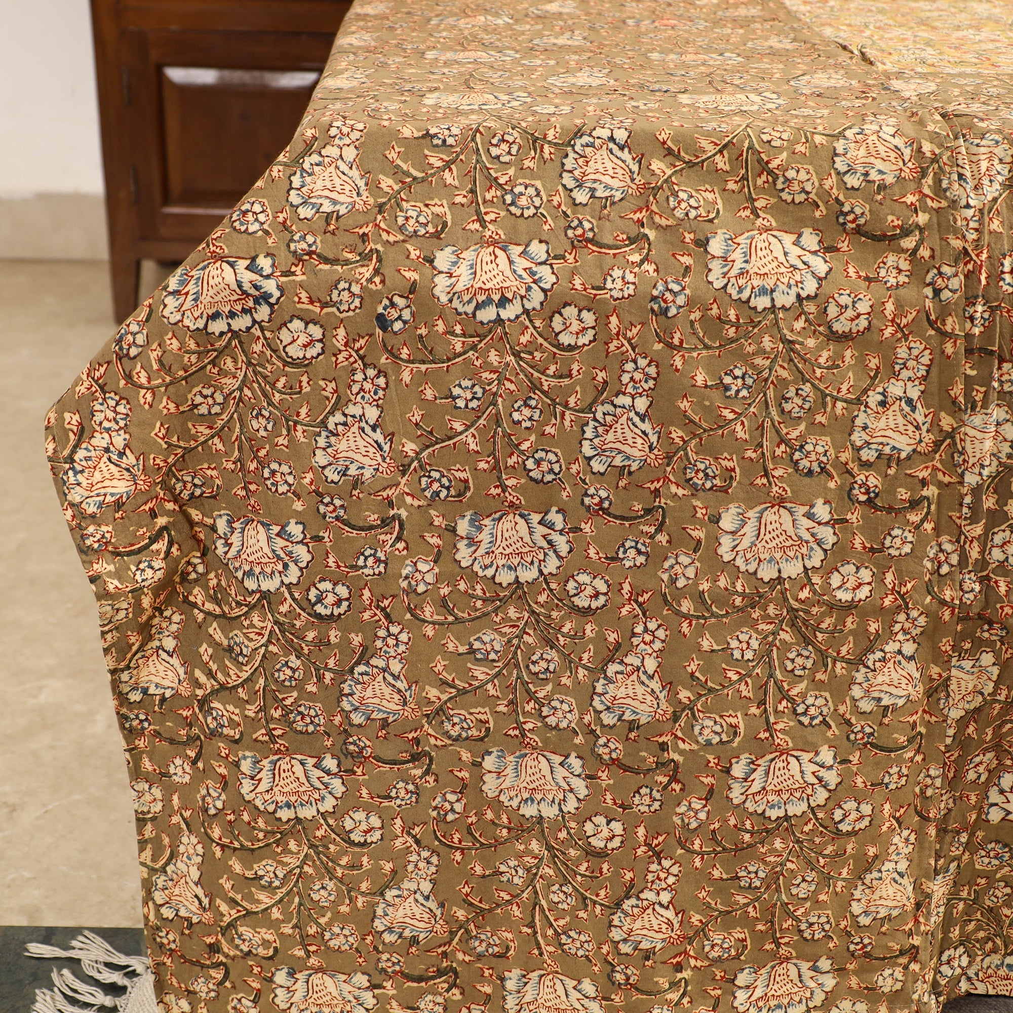 NOORI BAZAR Brown - Kalamkari Block Printed Patchwork Cotton Double Bed Cover With Pillow Covers (108 x 90 in) - view 2