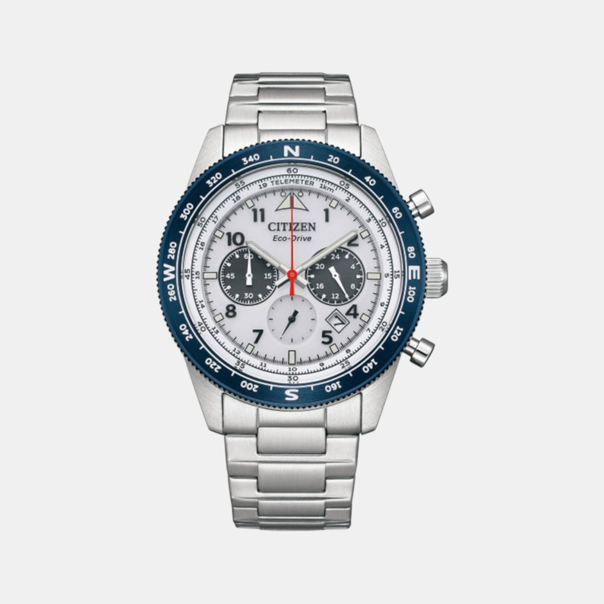 Citizen Eco-Drive Men Eco-Drive White Dial Chronograph Stainless Steel Watch CA4554-84H
