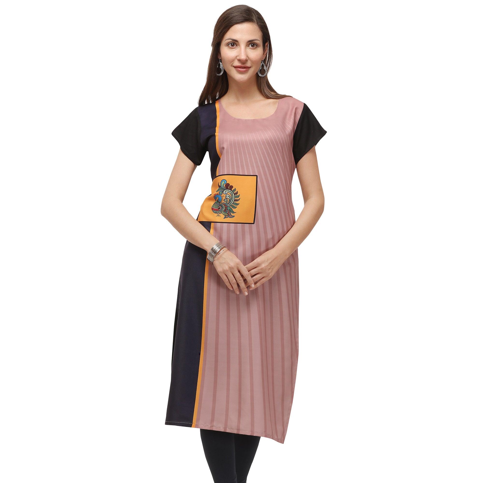 Peachmode Seller Ethnic Pink Coloured Digital Printed Casual Wear Kurti