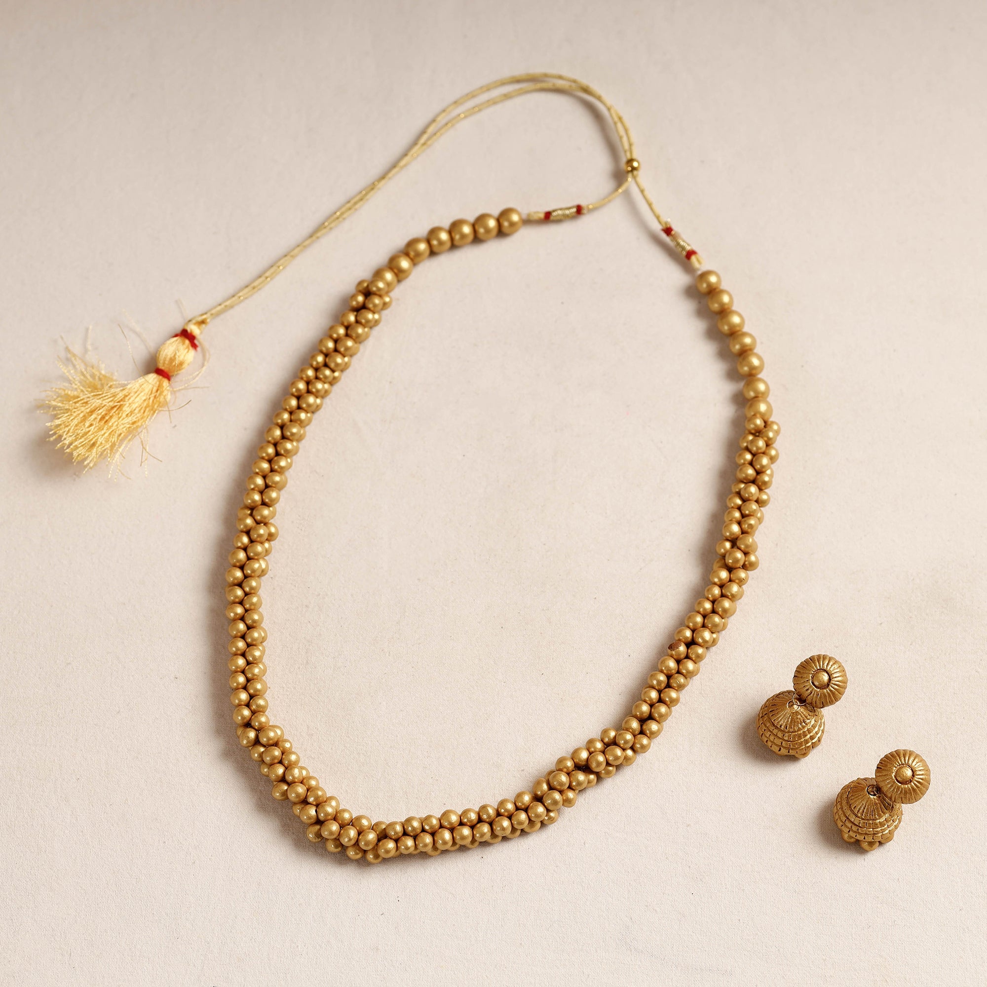 KHUSHBASH - HAPPY LOOM OF EAST Bishnupur Handpainted Terracotta Necklace Set - view 2