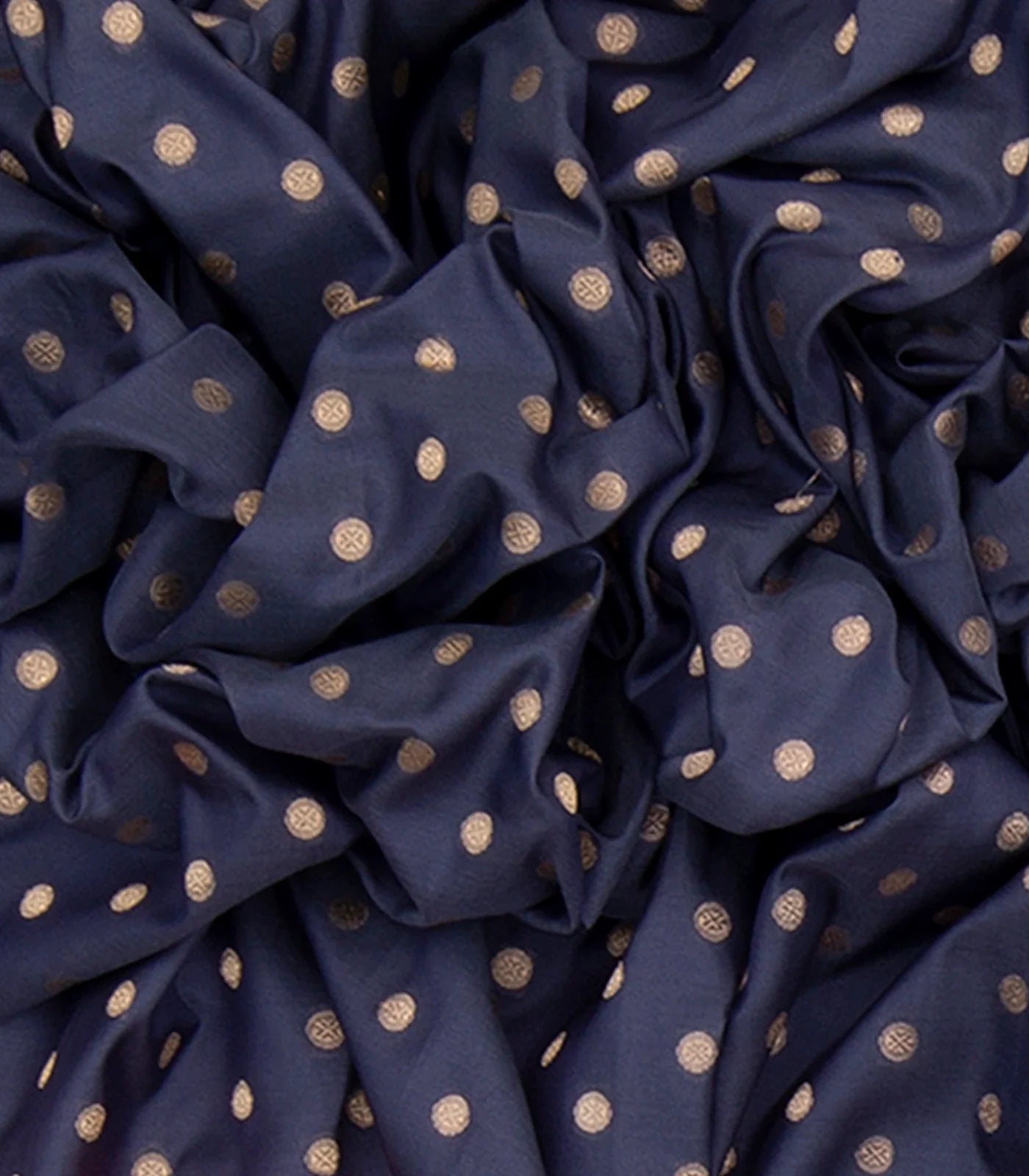 RmKV Blue Handwoven Benarasi Silk Saree With Dotted Motifs & Floral Motifs in Contrast Pink Border-Blue - view 3