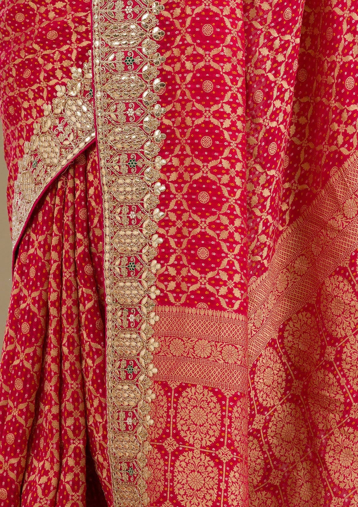 Koskii Rani Pink Gotapatti Chiffon Saree – Women's - view 6