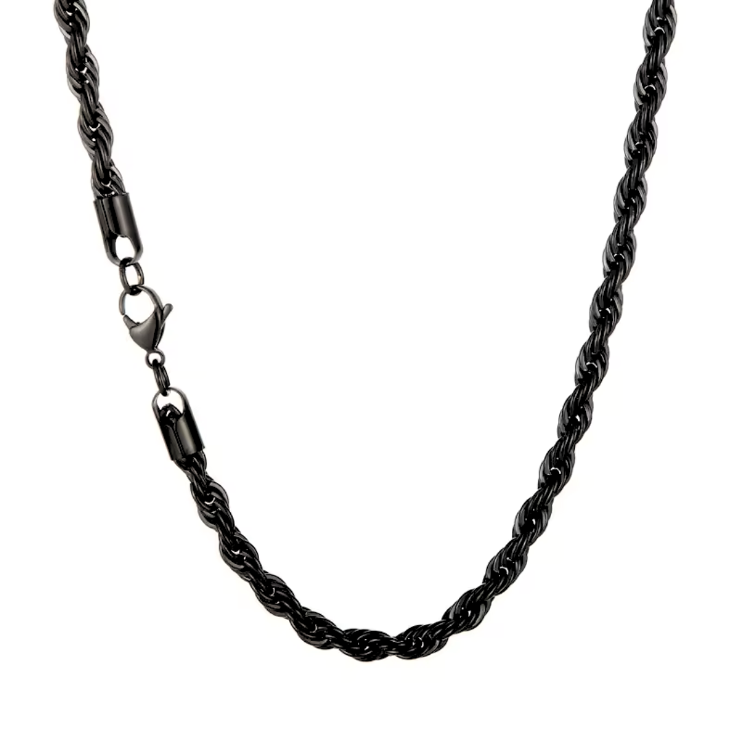 Branta Black Rope Chain Necklace For Men (22 Inch)