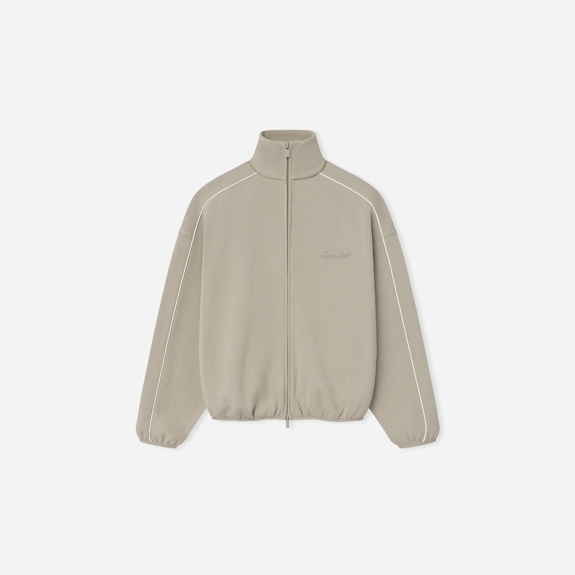 Fear Of God Essentials SS25 Modern Fleece Track Jacket With Piping- Timber Cloud White