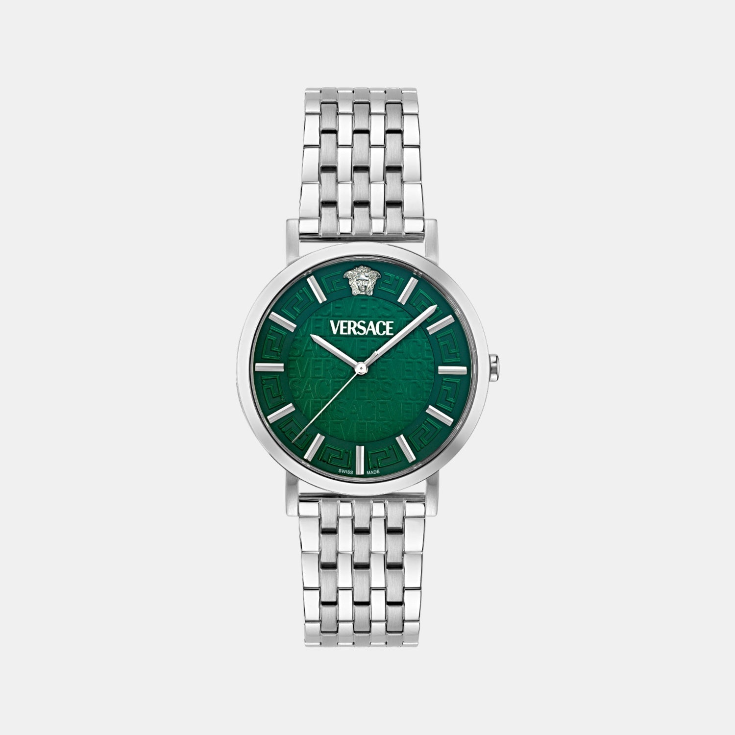 Versace Greca Slim Men Quartz Green Dial Analog Stainless Steel Watch VE8Q00324