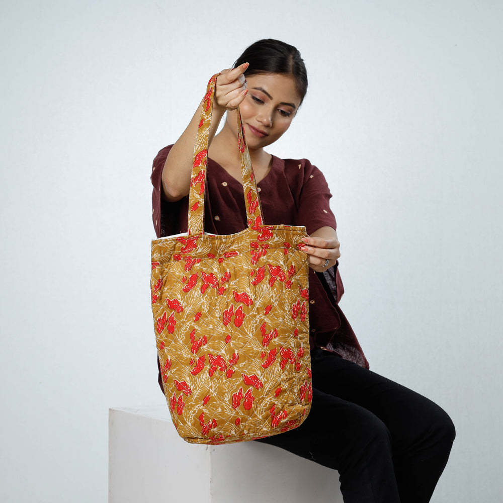 CHUTNEY CRAFT STUDIO Brown - Handcrafted Quilted Sanganeri Block Printed Shoulder Bag - view 2