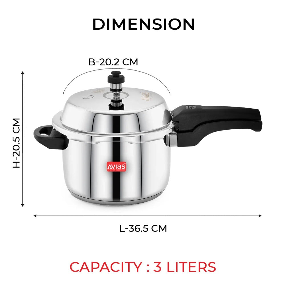 AVIAS Ceres Stainless Steel Premium Outer Lid Pressure Cooker | Gas & Induction Compatible | Silver - view 6