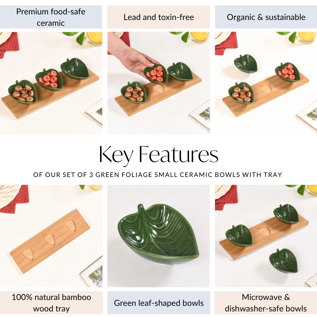 Nestasia Green Leaf Ceramic Platter Set Of 3 50ml - view 5